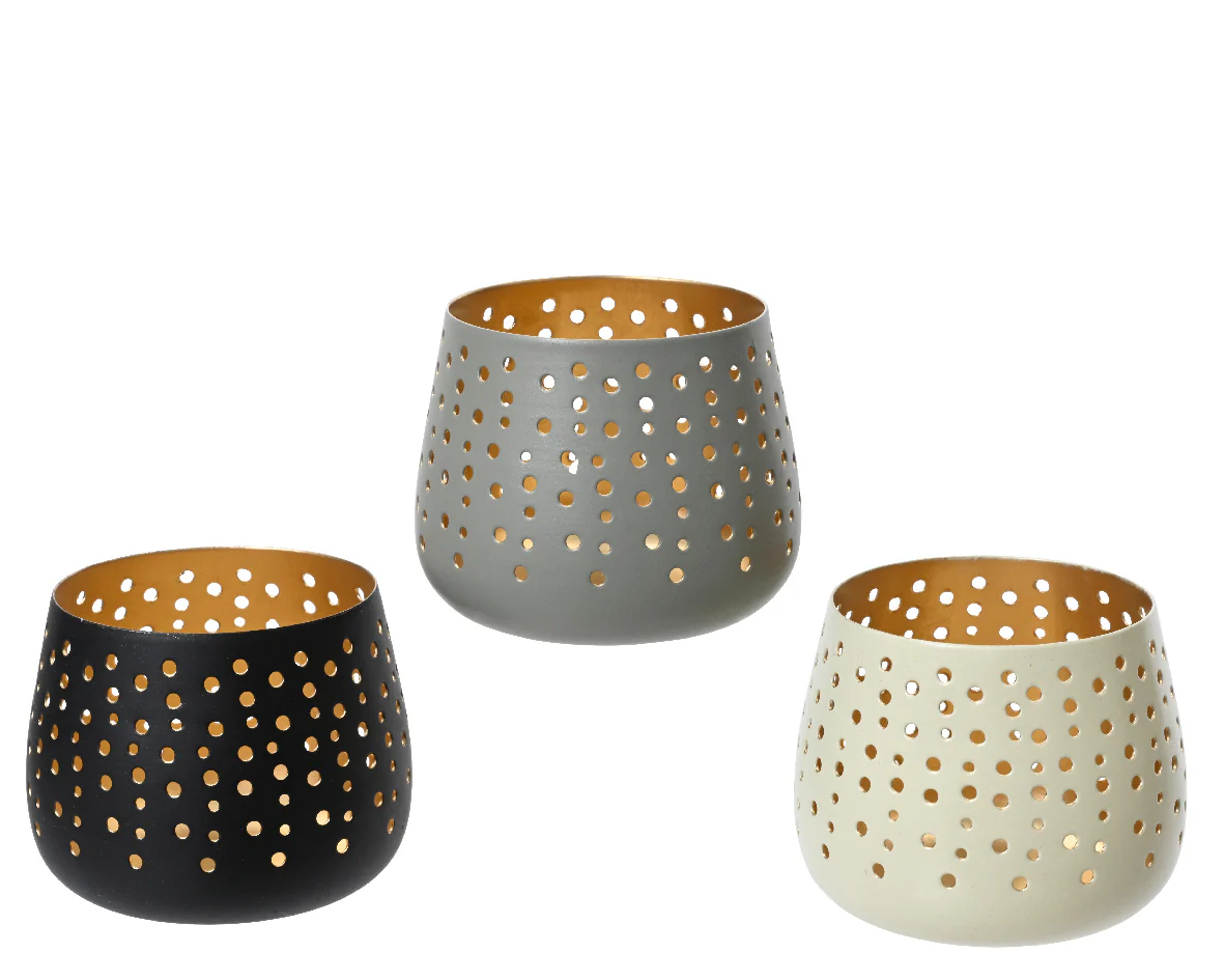 Iron Round Tealight Holder with Holes
