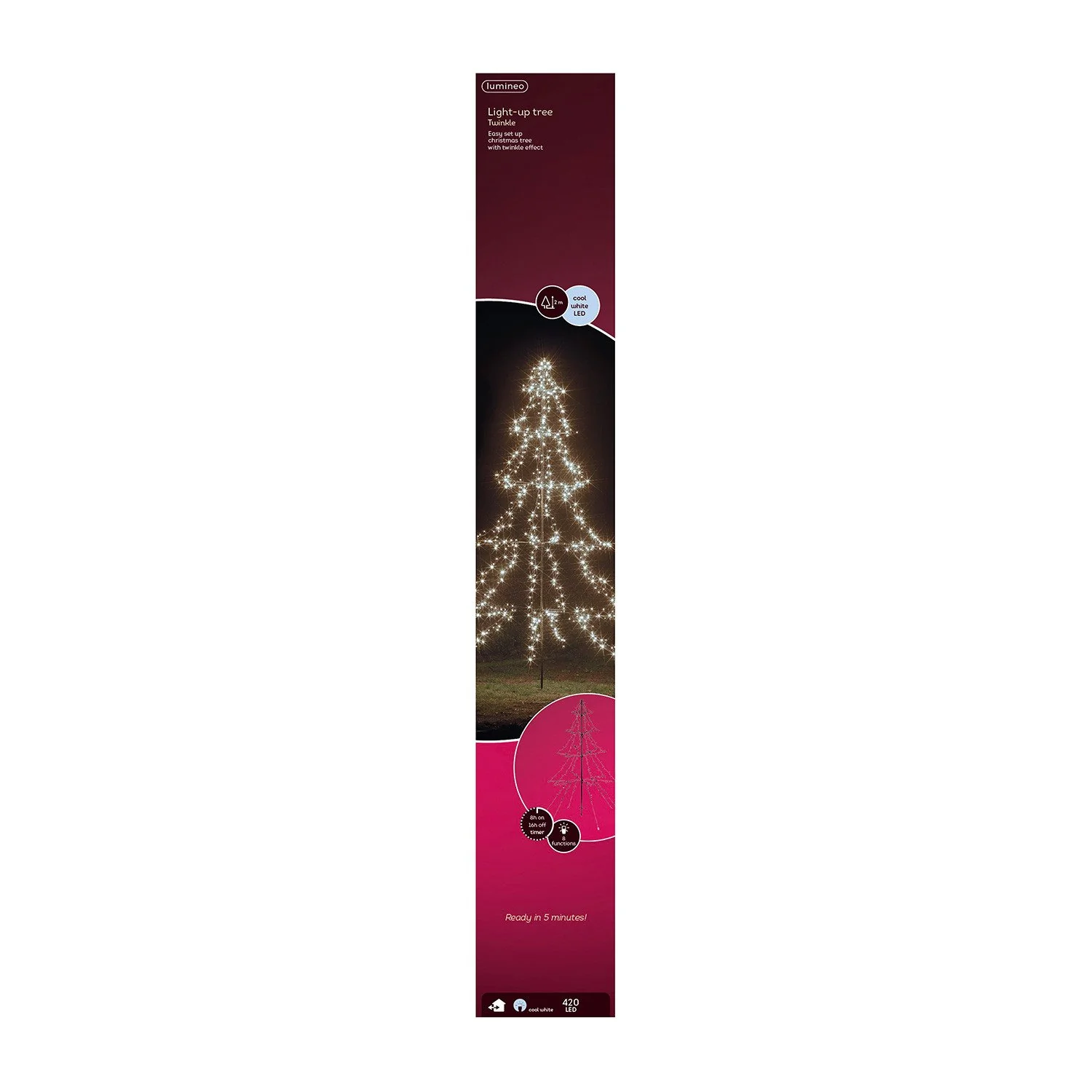 Kaemingk - 2m LED Light up Outdoor Christmas tree - 420 LEDs - Image 5