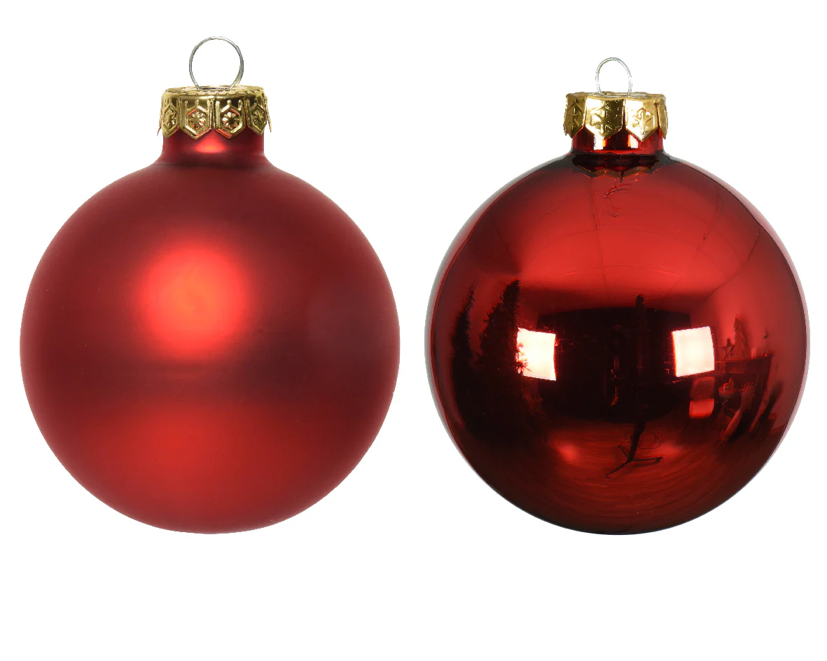 Large Christmas Red Glass Baubles Shiny & Matte 10cm - Box of 4 - Image 2
