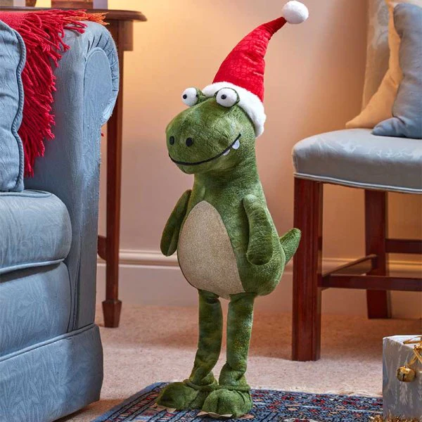 Large Christmas Standing Festive Dino Green Dinosaur - 70cm