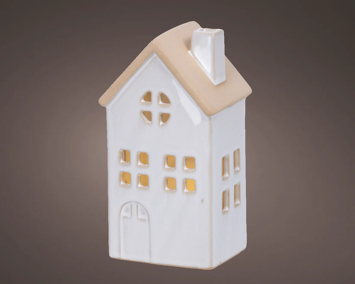 LED Light Up White Porcelain House Decoration - Image 2