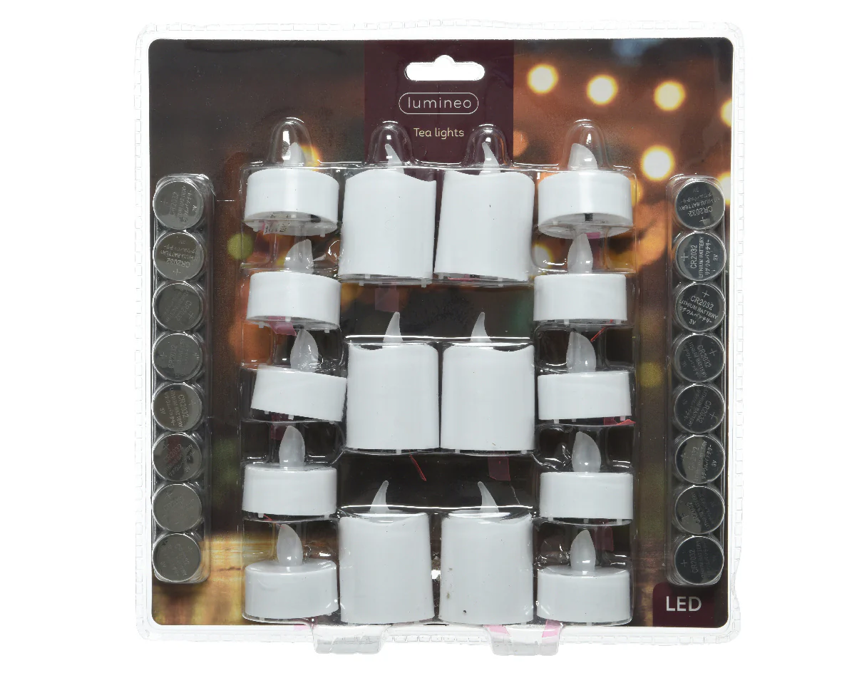 LED Plastic Tea-lights & Votive Lights - Set of 16