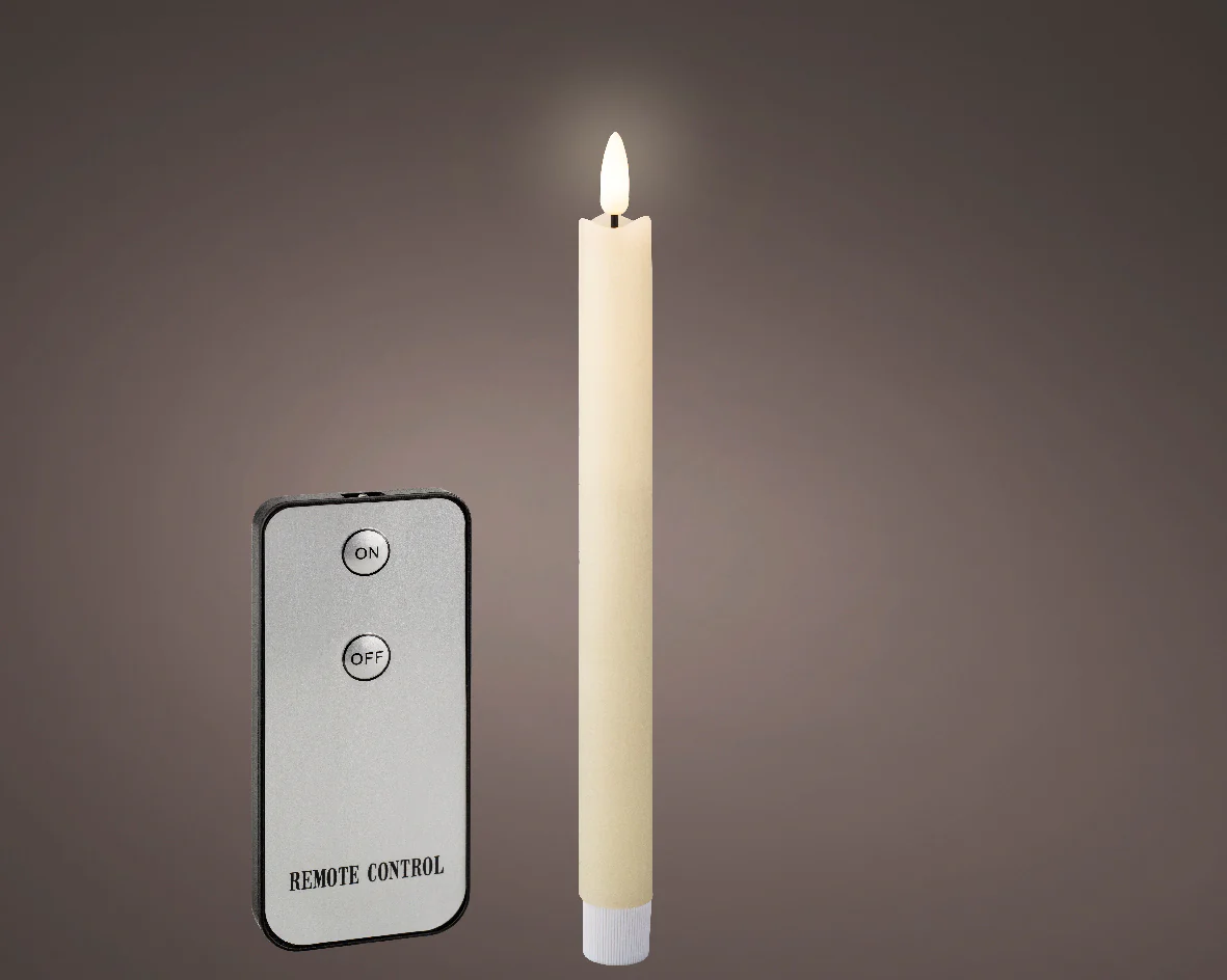 LED Set of 4 Cream Wax Dinner Candles with Flame Effect