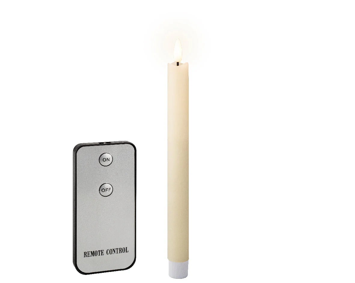 LED Set of 4 Cream Wax Dinner Candles with Flame Effect - Image 2