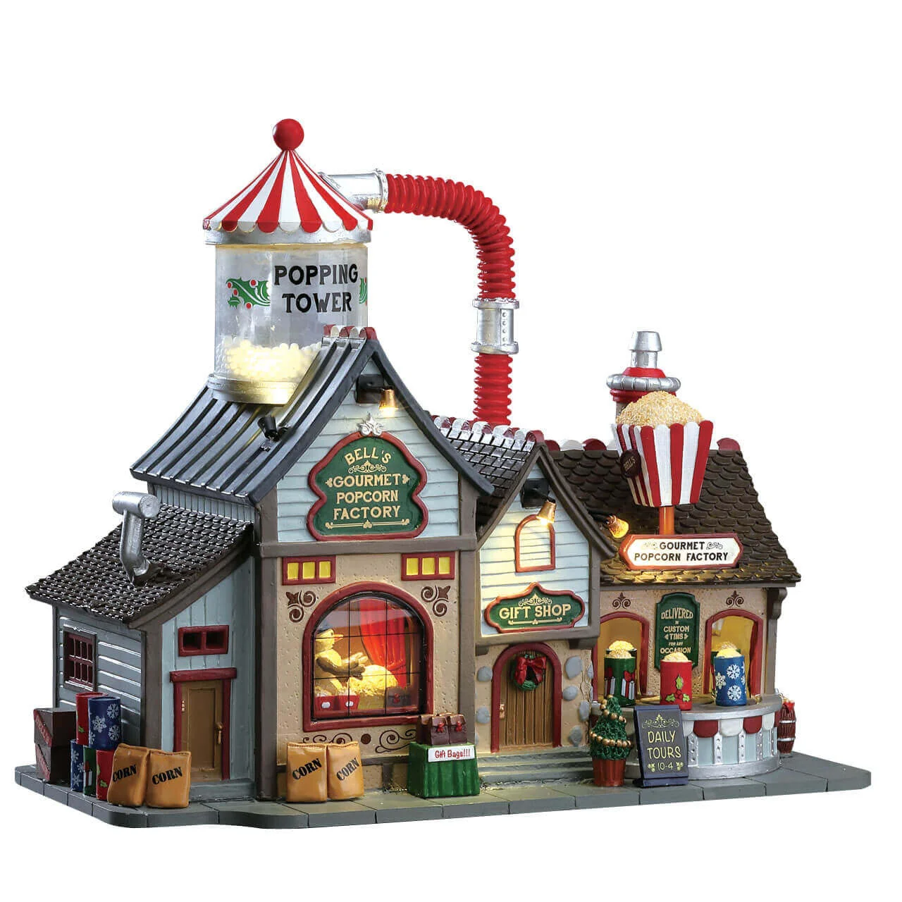 Lemax Bell's Gourmet Popcorn Factory- with Lights, Sound & Motion