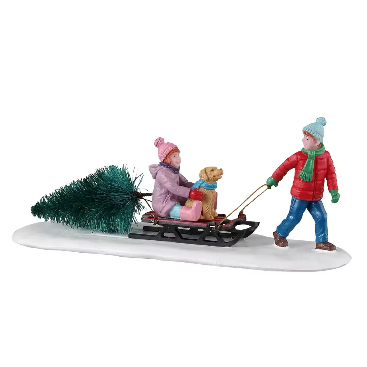 Lemax Bringing Home Our Tree Christmas Village Figurine with Boy, Girl & Dog