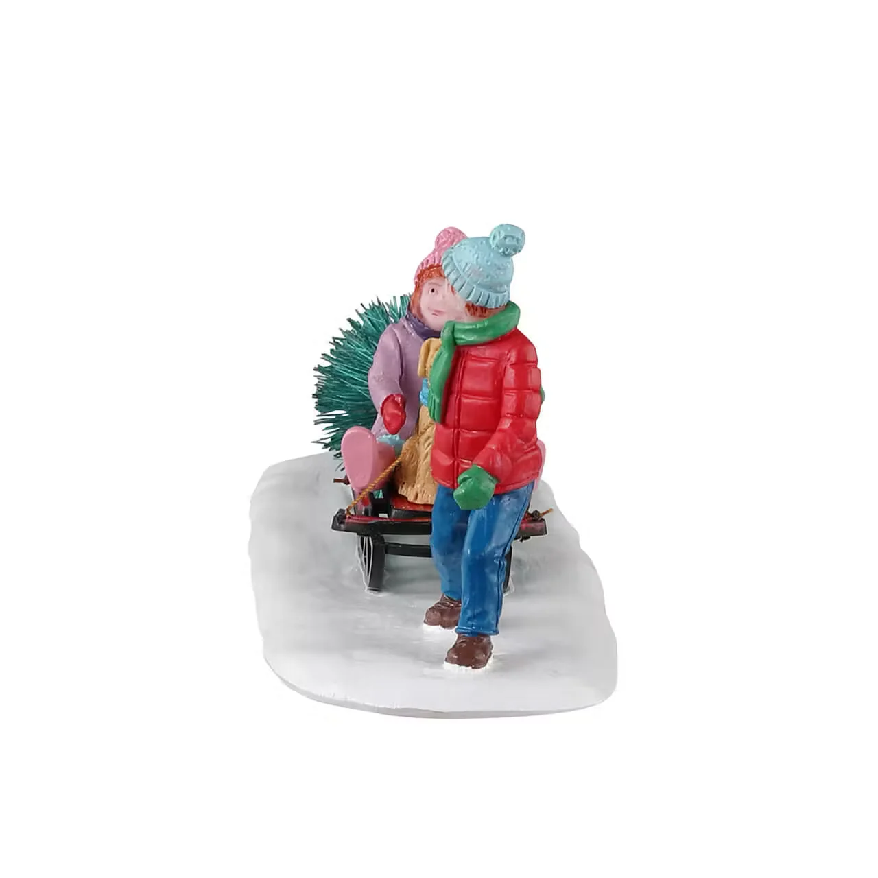 Lemax Bringing Home Our Tree Christmas Village Figurine with Boy, Girl & Dog - Image 3