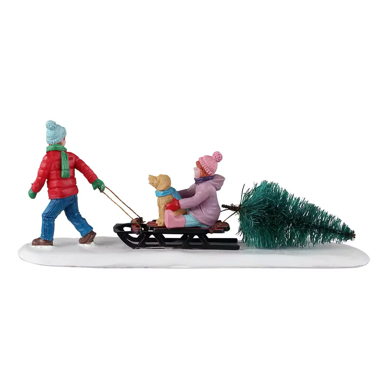Lemax Bringing Home Our Tree Christmas Village Figurine with Boy, Girl & Dog - Image 4