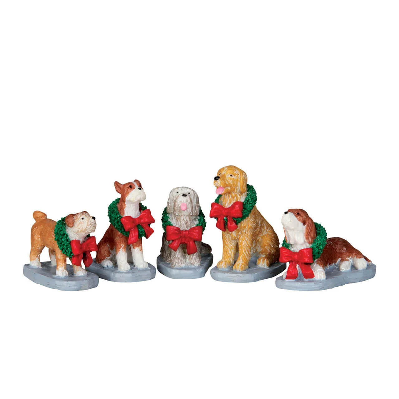 Lemax Christmas Pooch- Set of 5 Christmas Village Dogs