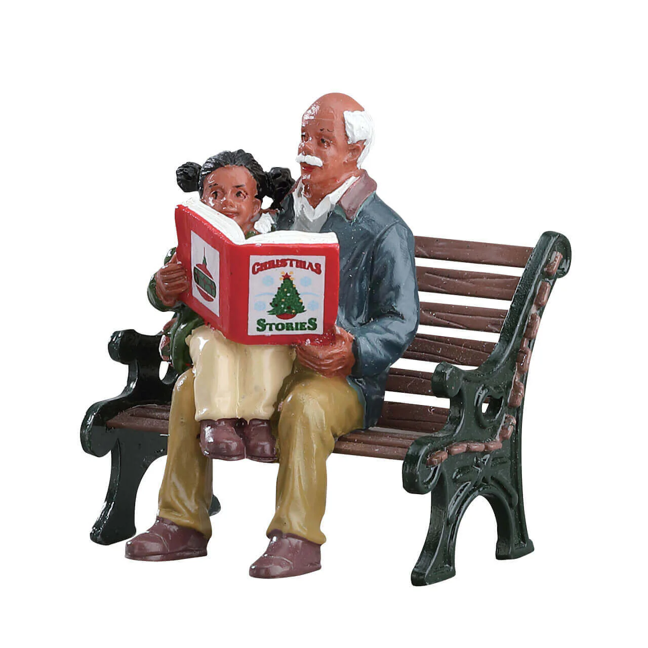 Lemax Christmas Stories on a Park Bench with Grandpa