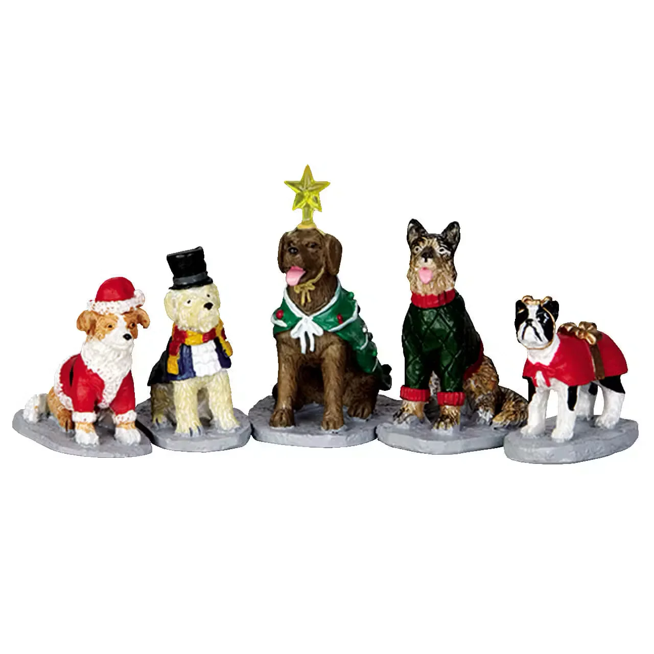 Lemax Costumed Canines Set of 5 Christmas Village Dog Figurines
