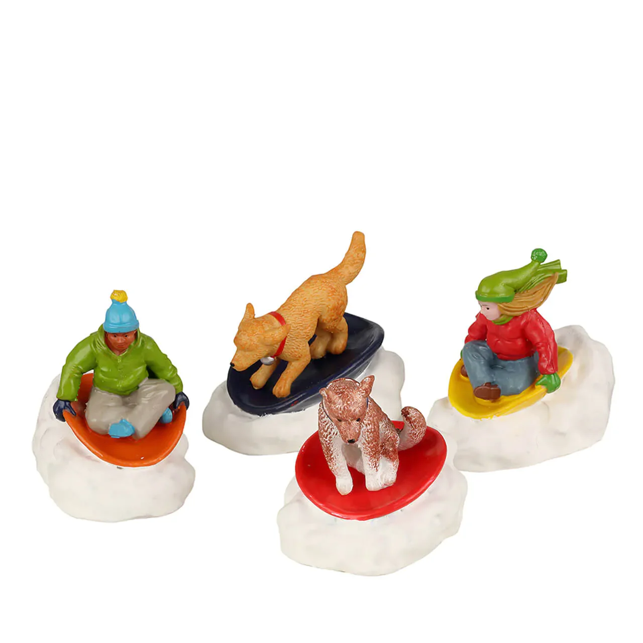 Lemax Dog Snow Saucer Fun - Set of 4
