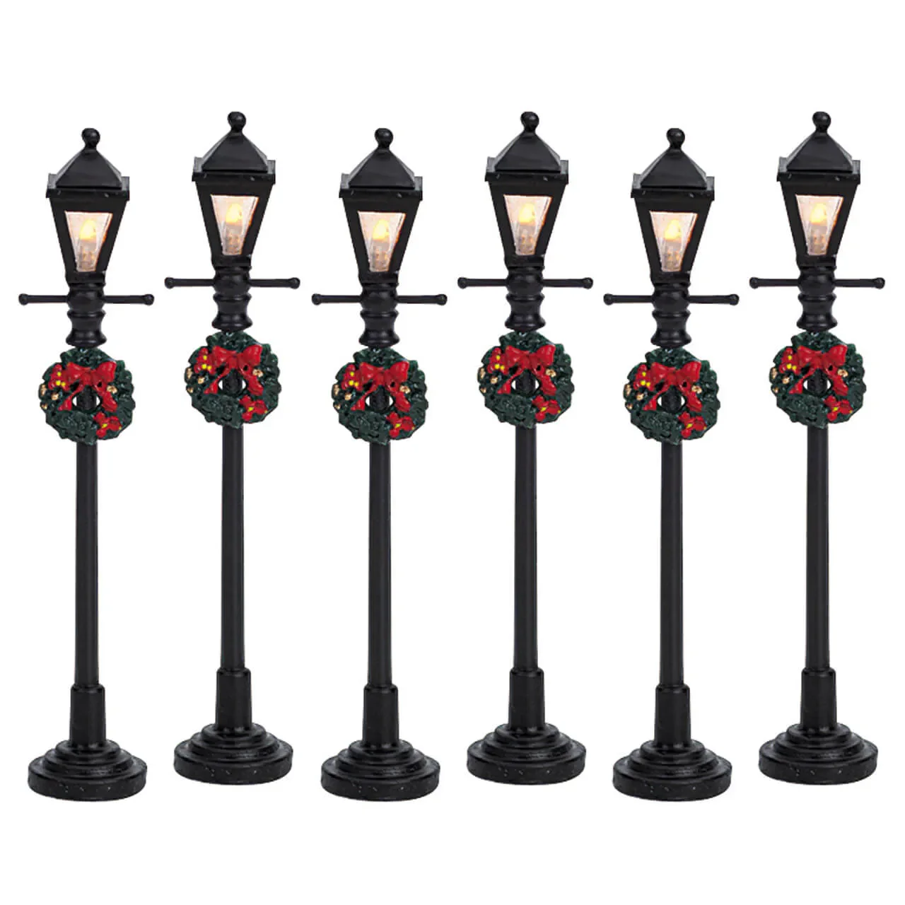 Lemax LED Light Up Gas Lantern Street Lamp - Set of 6