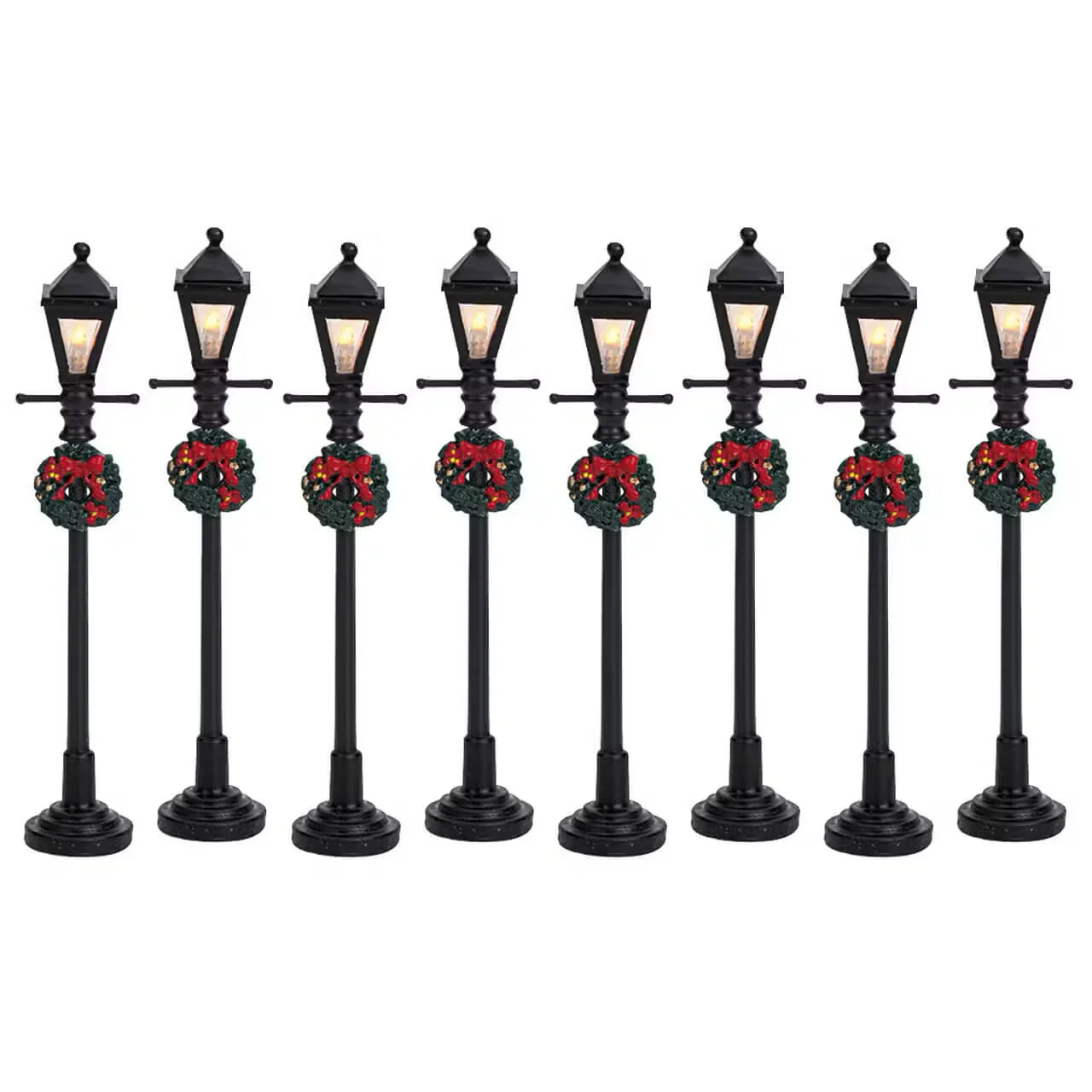 Lemax LED Light Up Gas Lantern Street Lamp - Set of 8