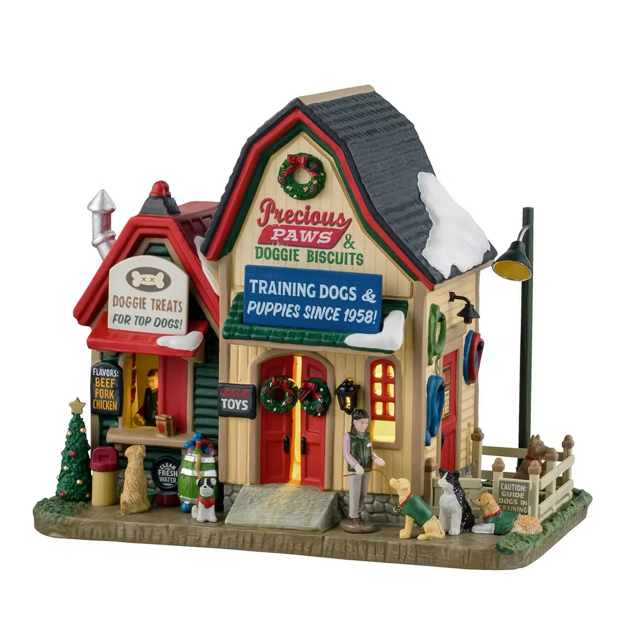 Lemax - Precious Paws & Doggie Biscuits Light Up Christmas Village Shop