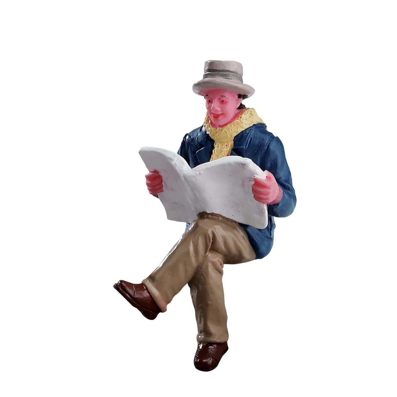 Lemax Reading Morning Papers- Sitting Christmas Village Figurine