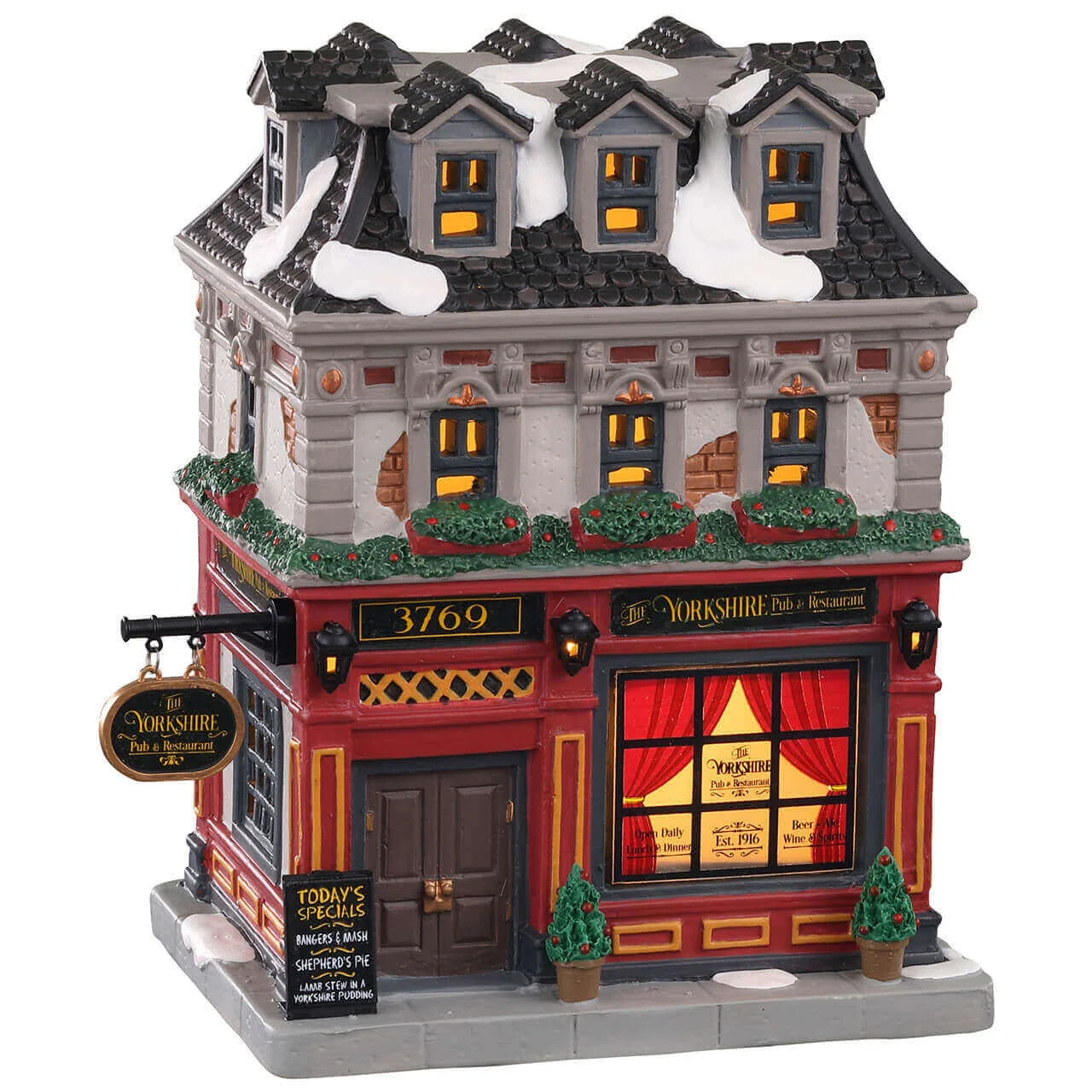 Lemax The Yorkshire Pub & Restaurant- Christmas Village Pub with LED Lights