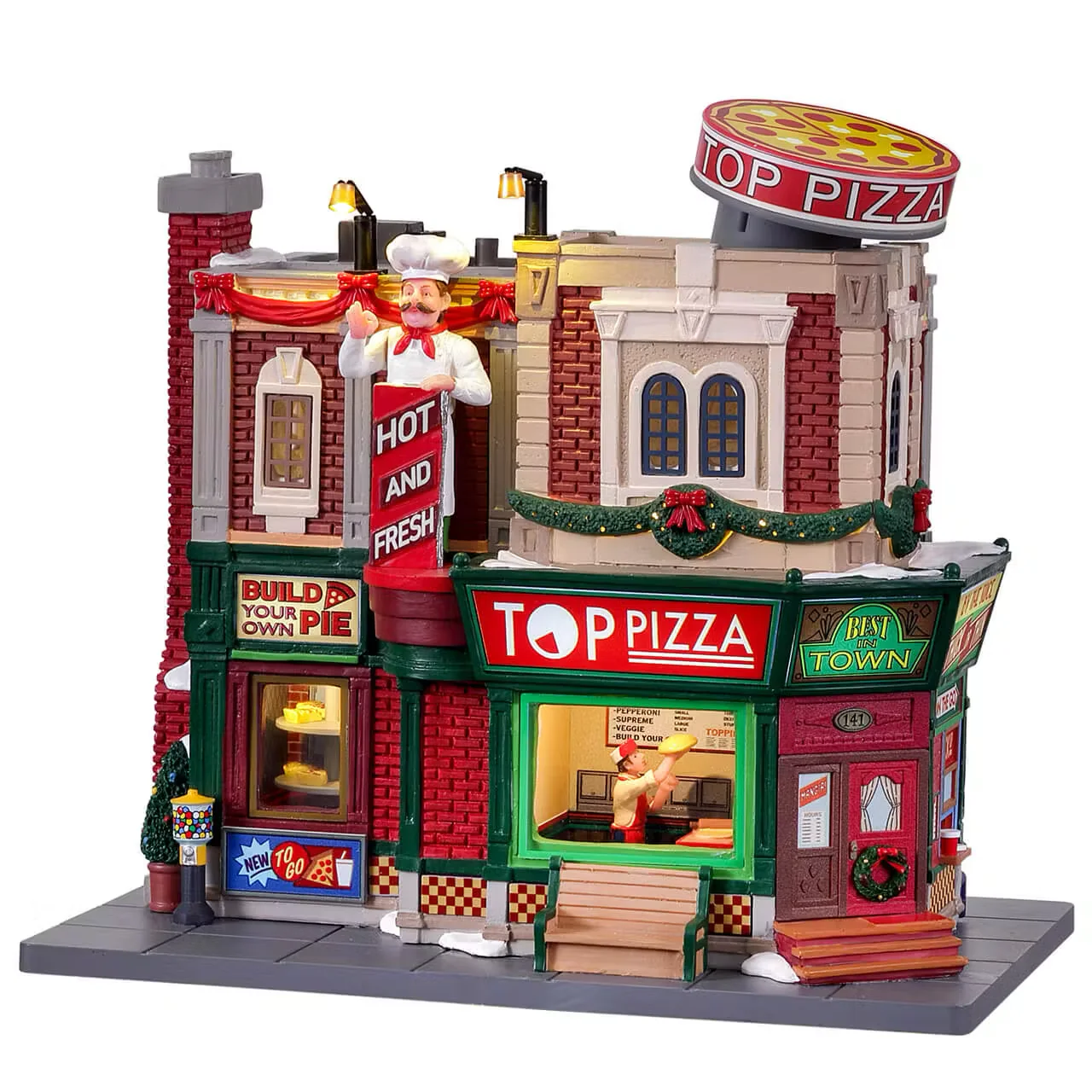 Lemax Top Pizza Shop - with Lights, Sound & Motion
