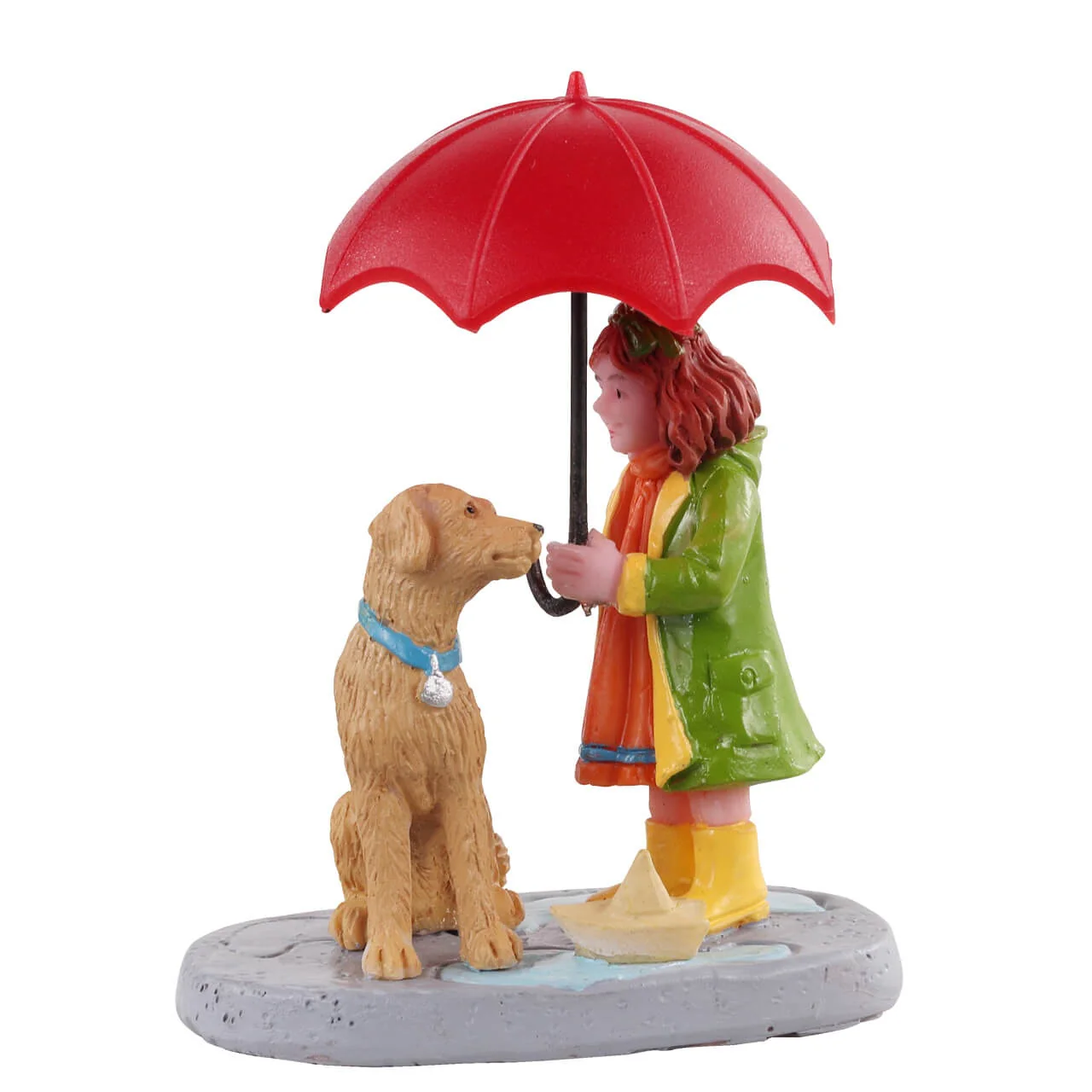 Lemax Umbrella Sharing Dog & Little Girl- Christmas Village Figurine