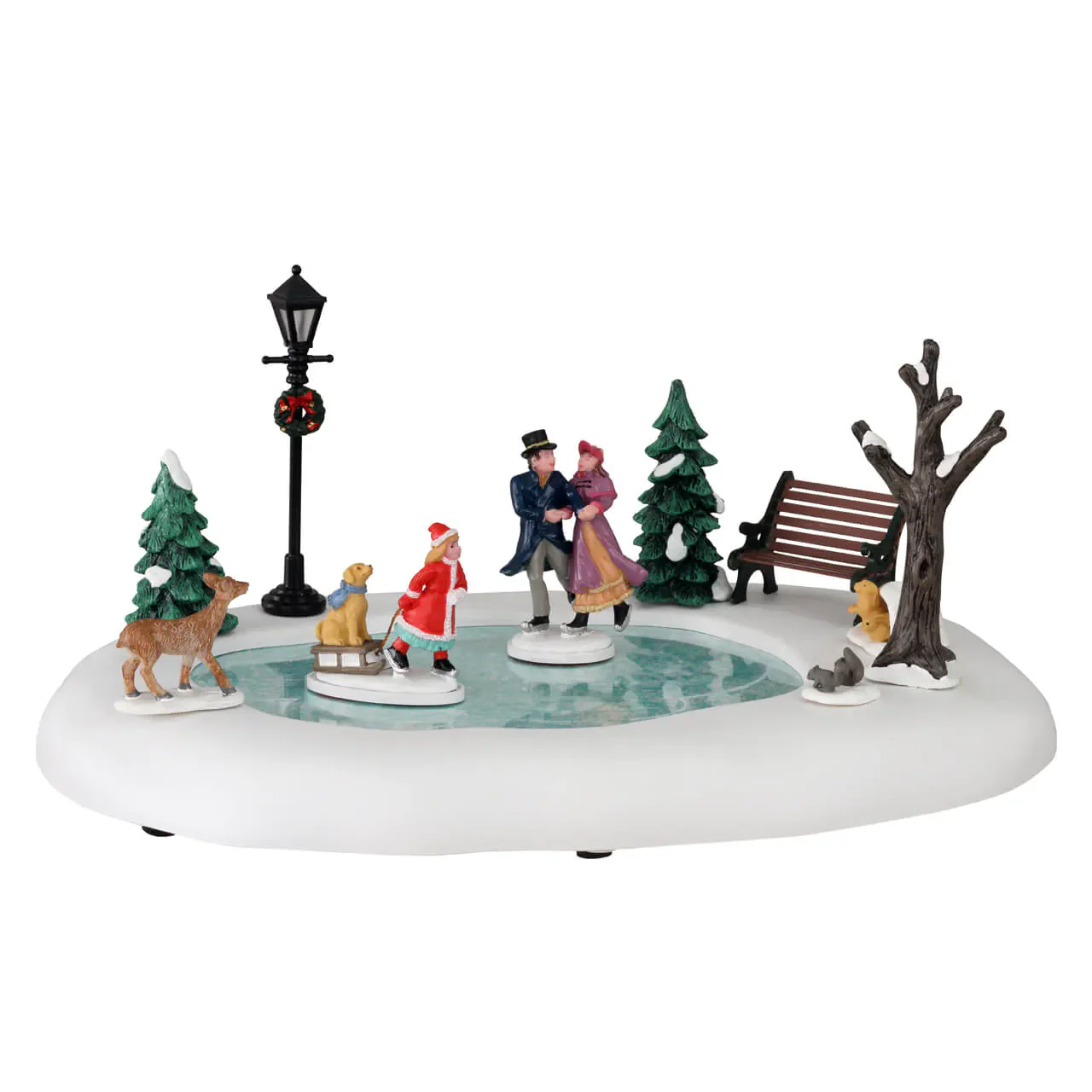 Lemax Victorian Ice Skaters- Christmas Village with Motion