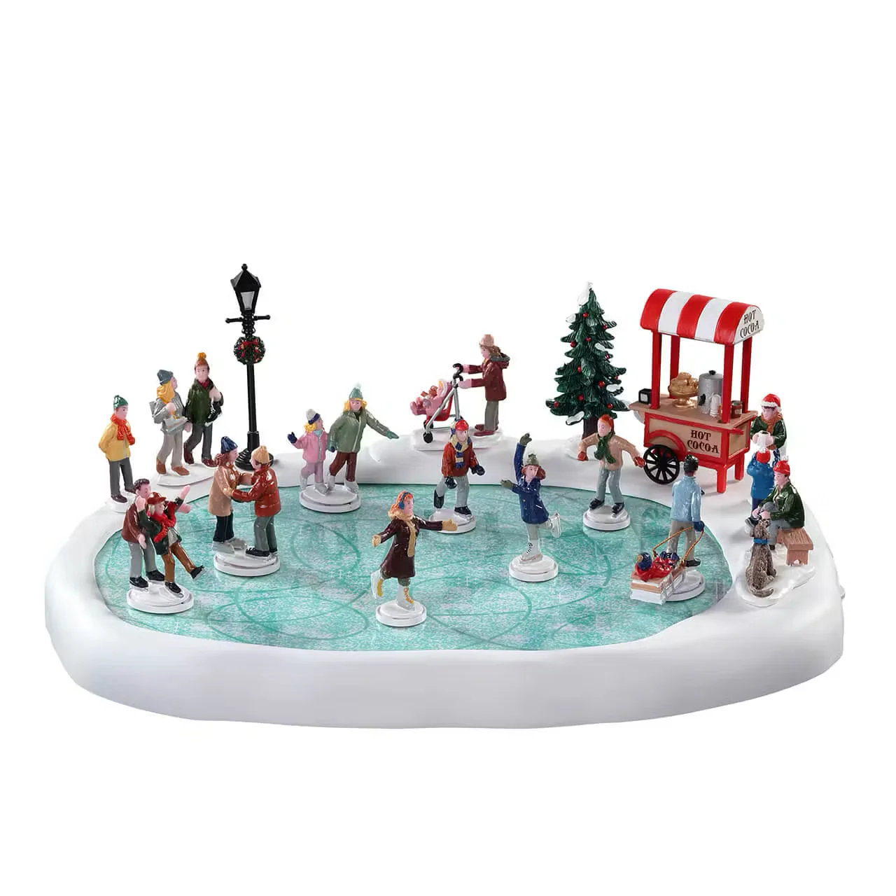 Lemax Village Skating Pond With Sound - Set of 18