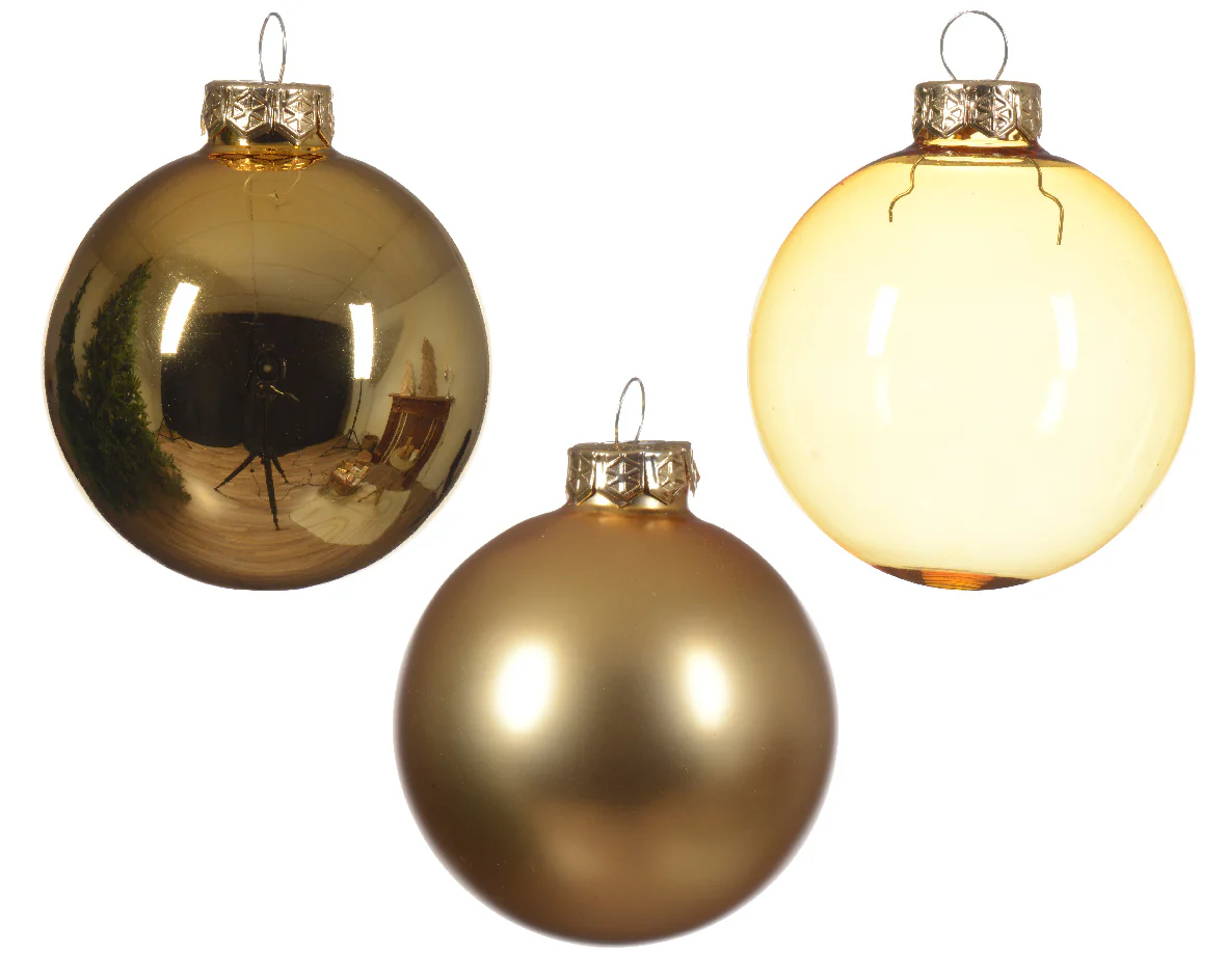 Light Gold 7cm Glass Baubles - Set of 21 - Image 2