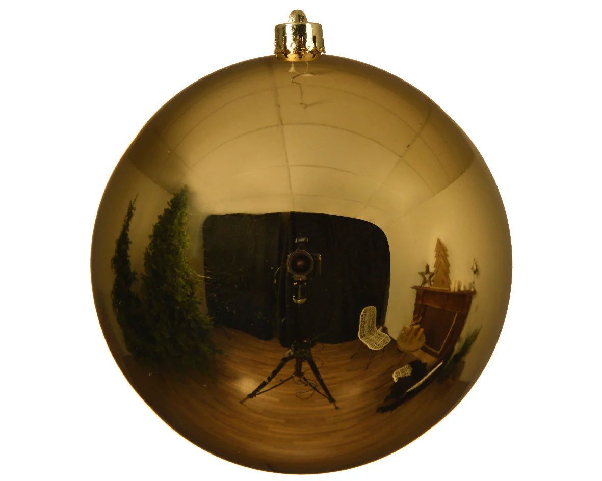 Light Gold Large Shatterproof Shiny Bauble - 14cm