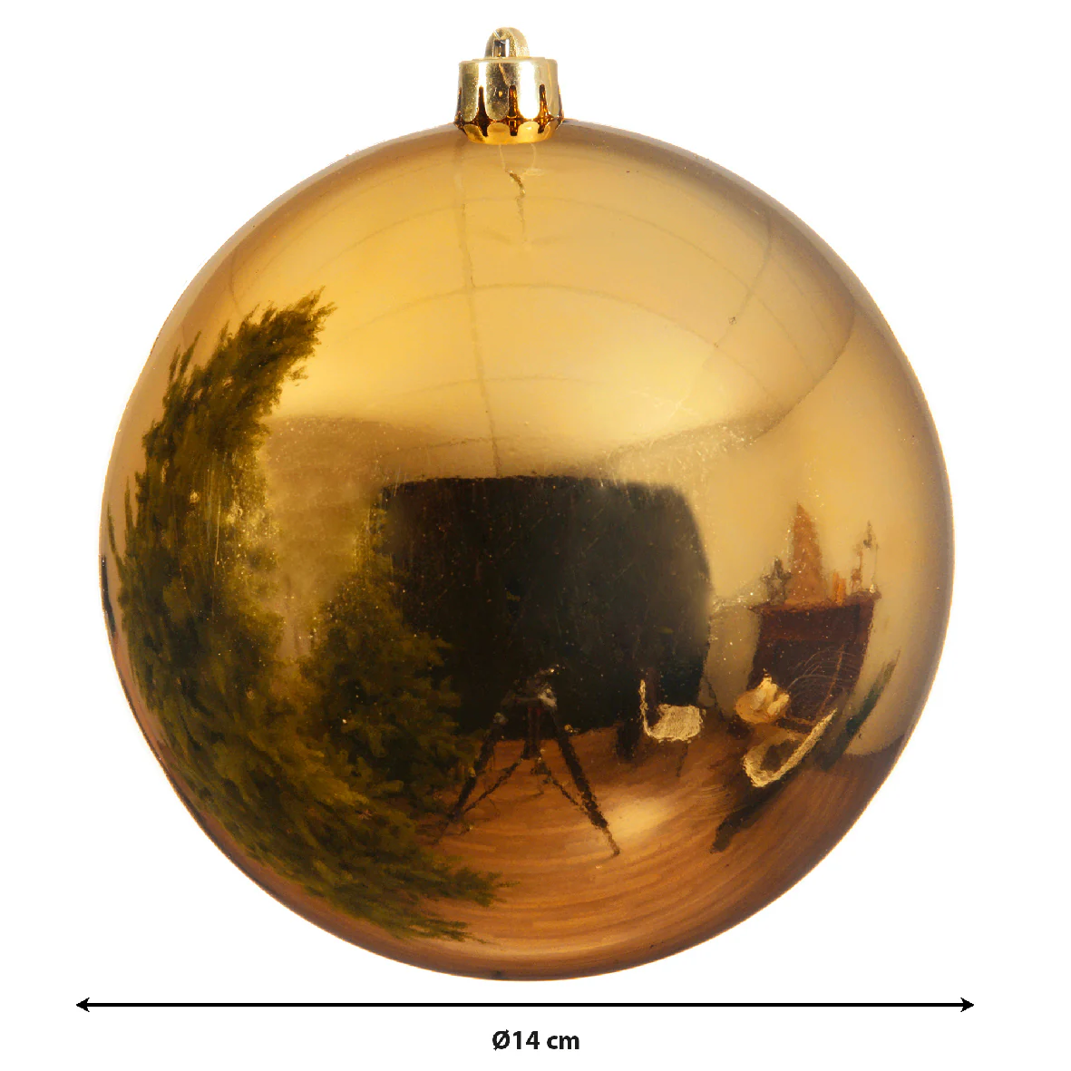 Light Gold Large Shatterproof Shiny Bauble - 14cm - Image 3