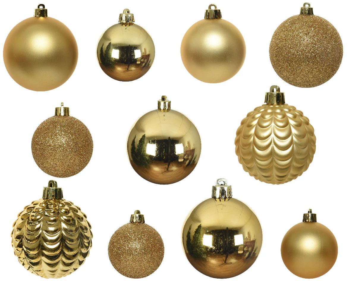 Light Gold Mixed Tube of 100 Shatterproof Baubles - Image 2