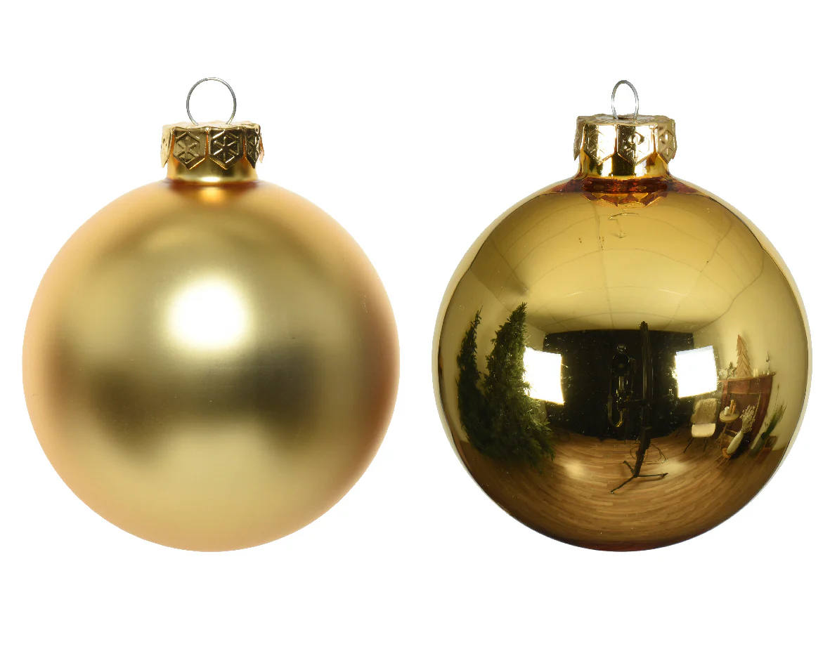 Light Gold Shiny & Matt Mix of Glass Baubles - Tube of 20 - Image 2