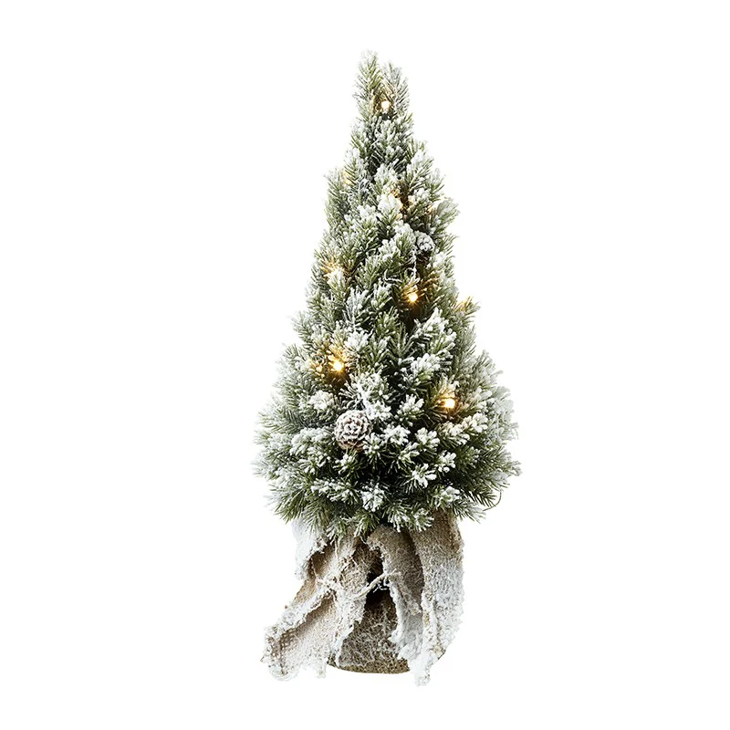 Light Up Snowy Fir Tree with Hessian Base