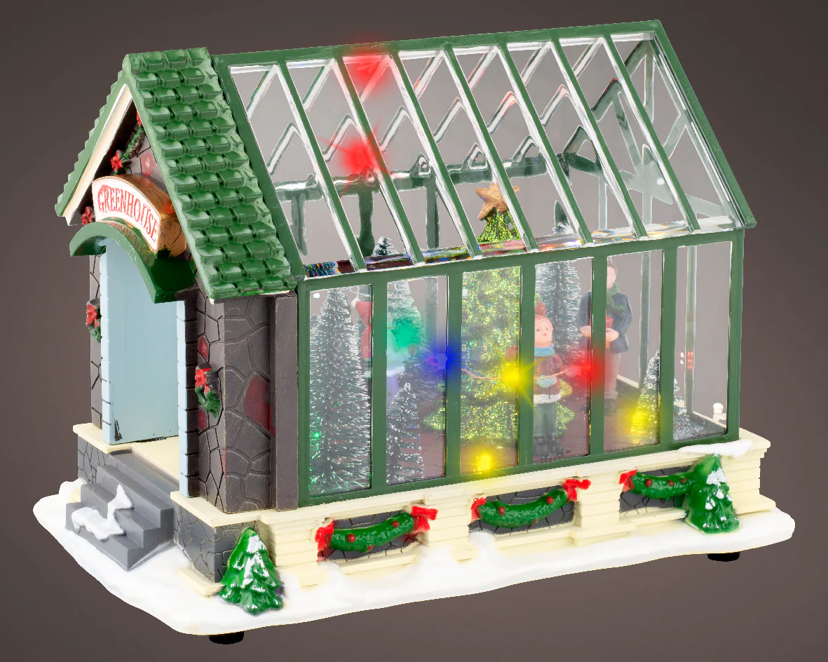 Lumineo Christmas Village Greenhouse with Lights