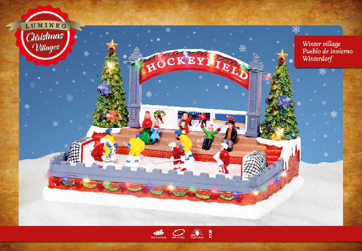 Lumineo Christmas Village Ice Hockey Rink with Lights & Motion - Image 3
