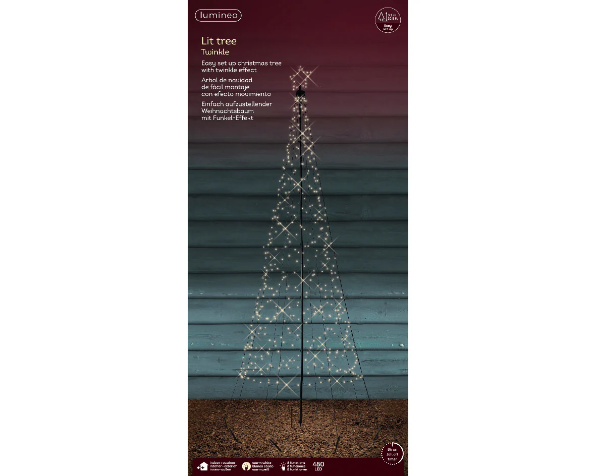 Lumineo - 3.2m Supersized Outdoor Light Up Christmas Tree Tower Warm White - 480 LEDs - Image 3