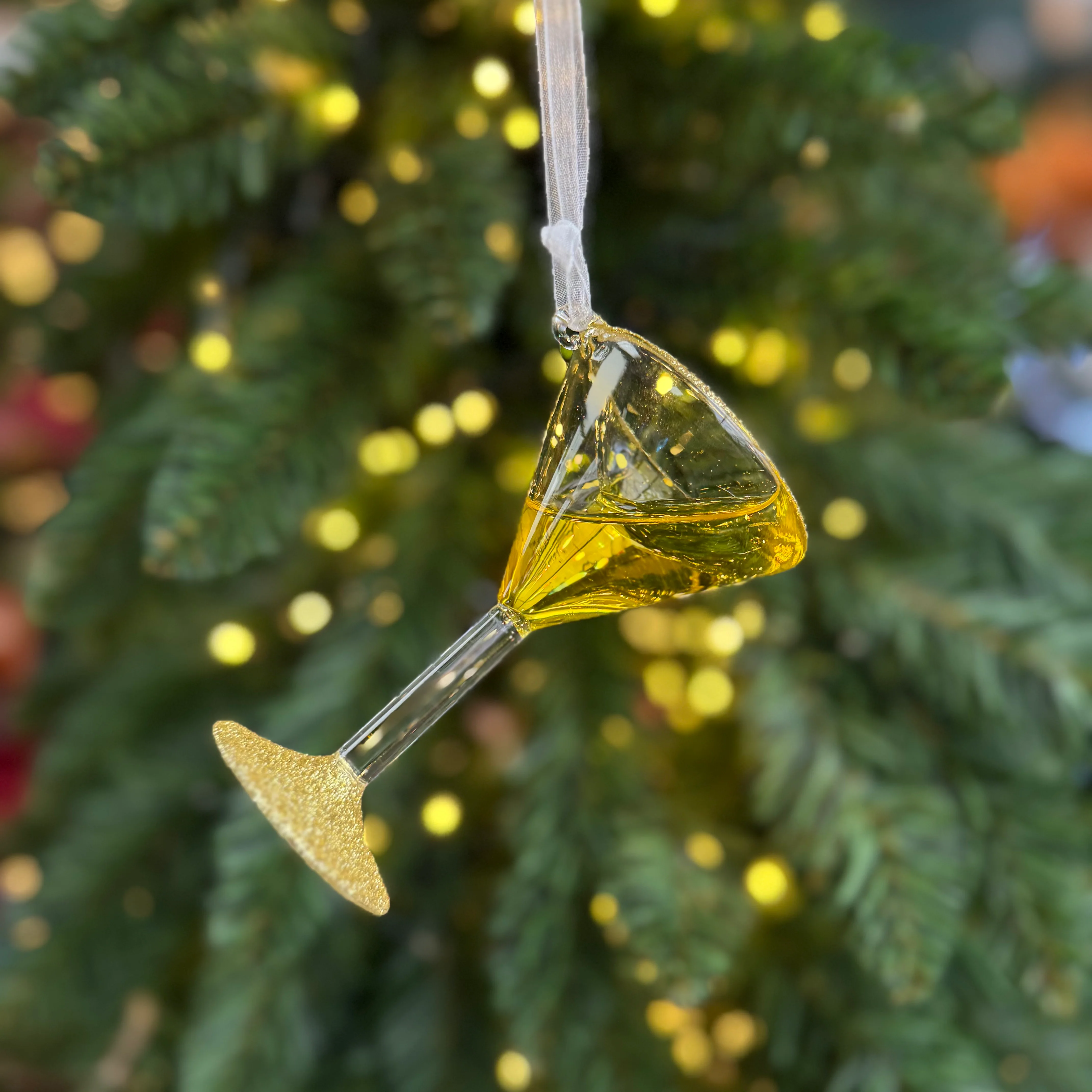 Martini Cocktail Glass Christmas Bauble Decoration with Moving Liquid - Image 2
