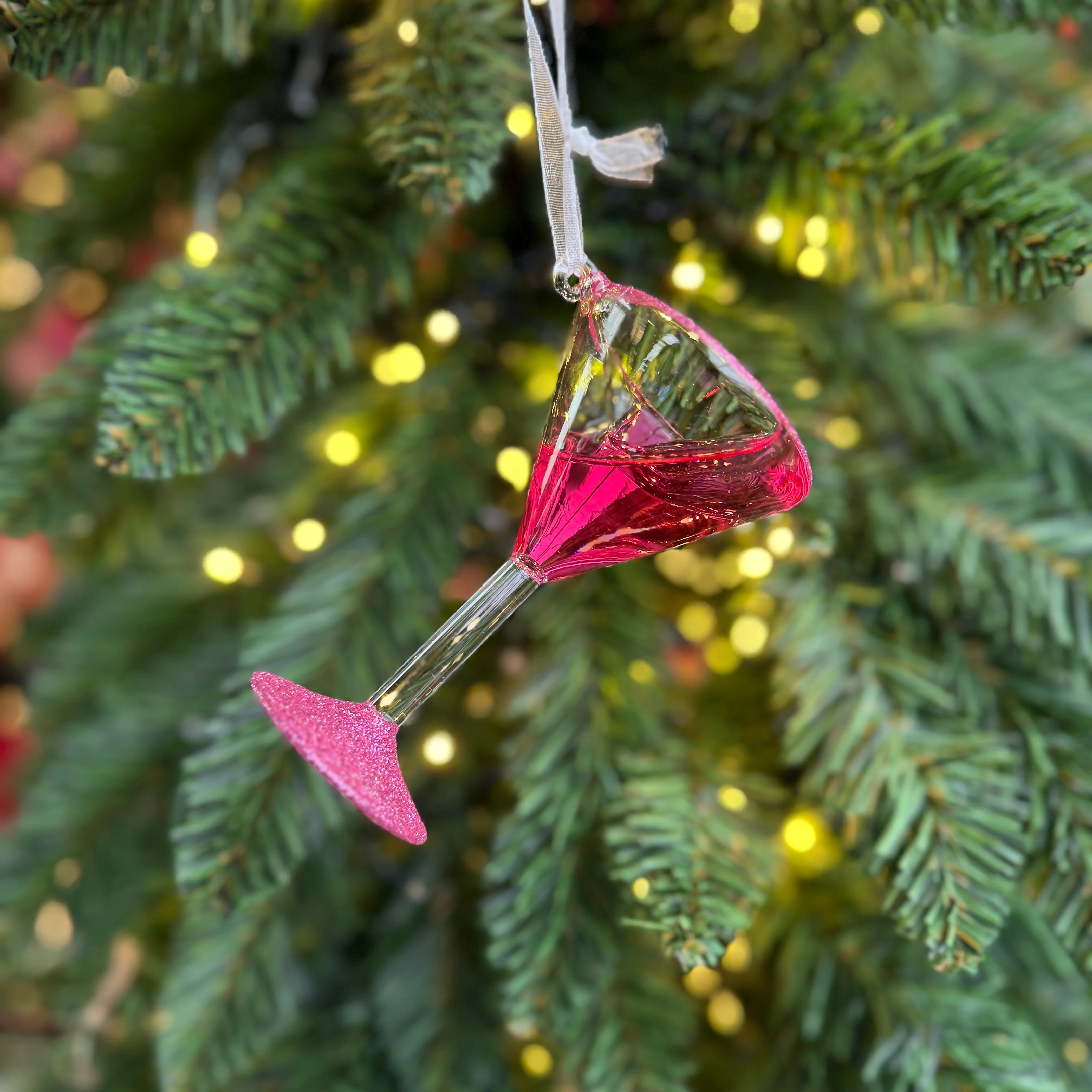 Martini Cocktail Glass Christmas Bauble Decoration with Moving Liquid - Image 6