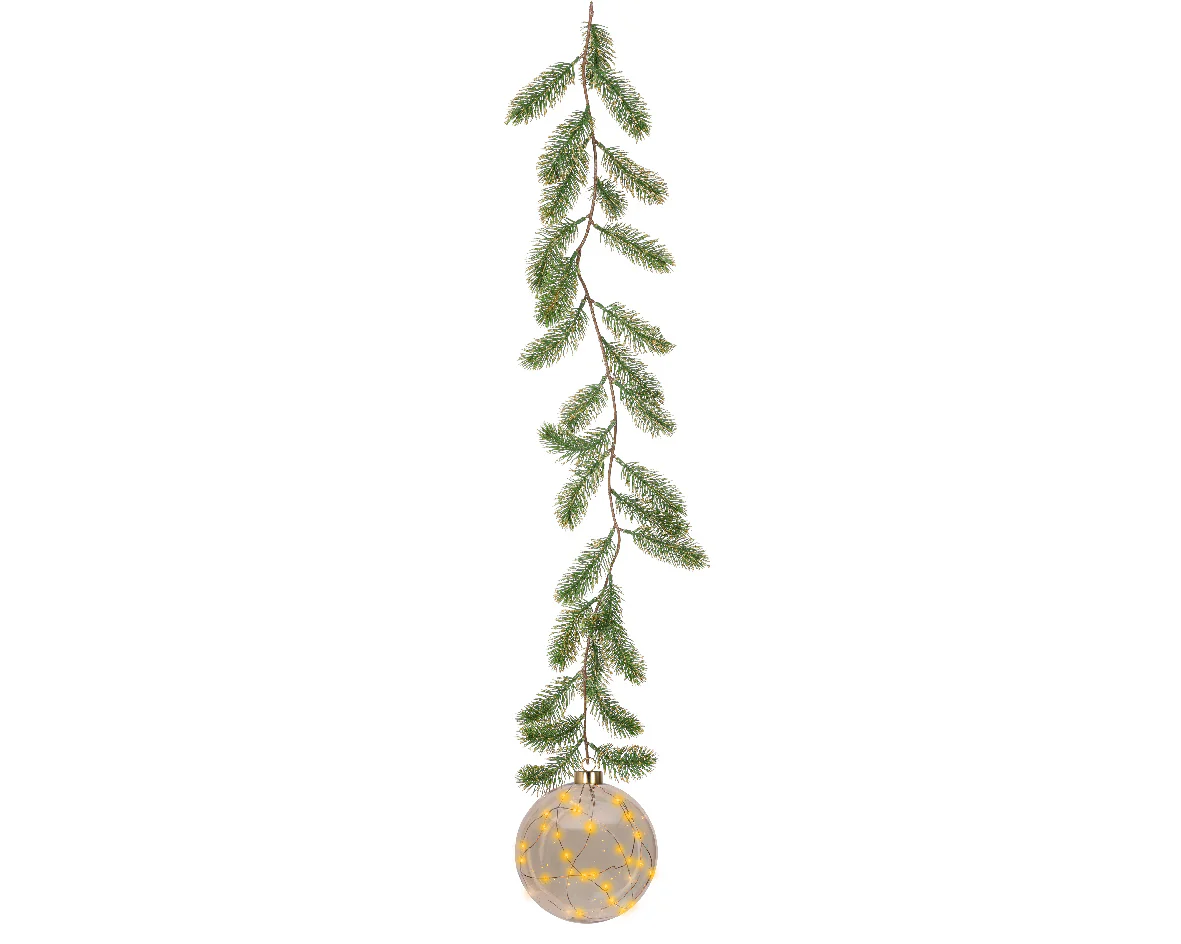 Micro LED Classic Warm Amber Glass Bauble with Garland Hanger - 14cm 30 LEDs - Image 3