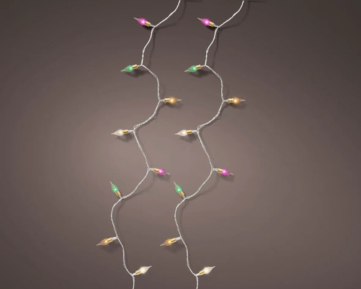 Lumineo Multicoloured LED Twinkle Vintage Lights with Transparent Cable - 17.9m 180 LEDs