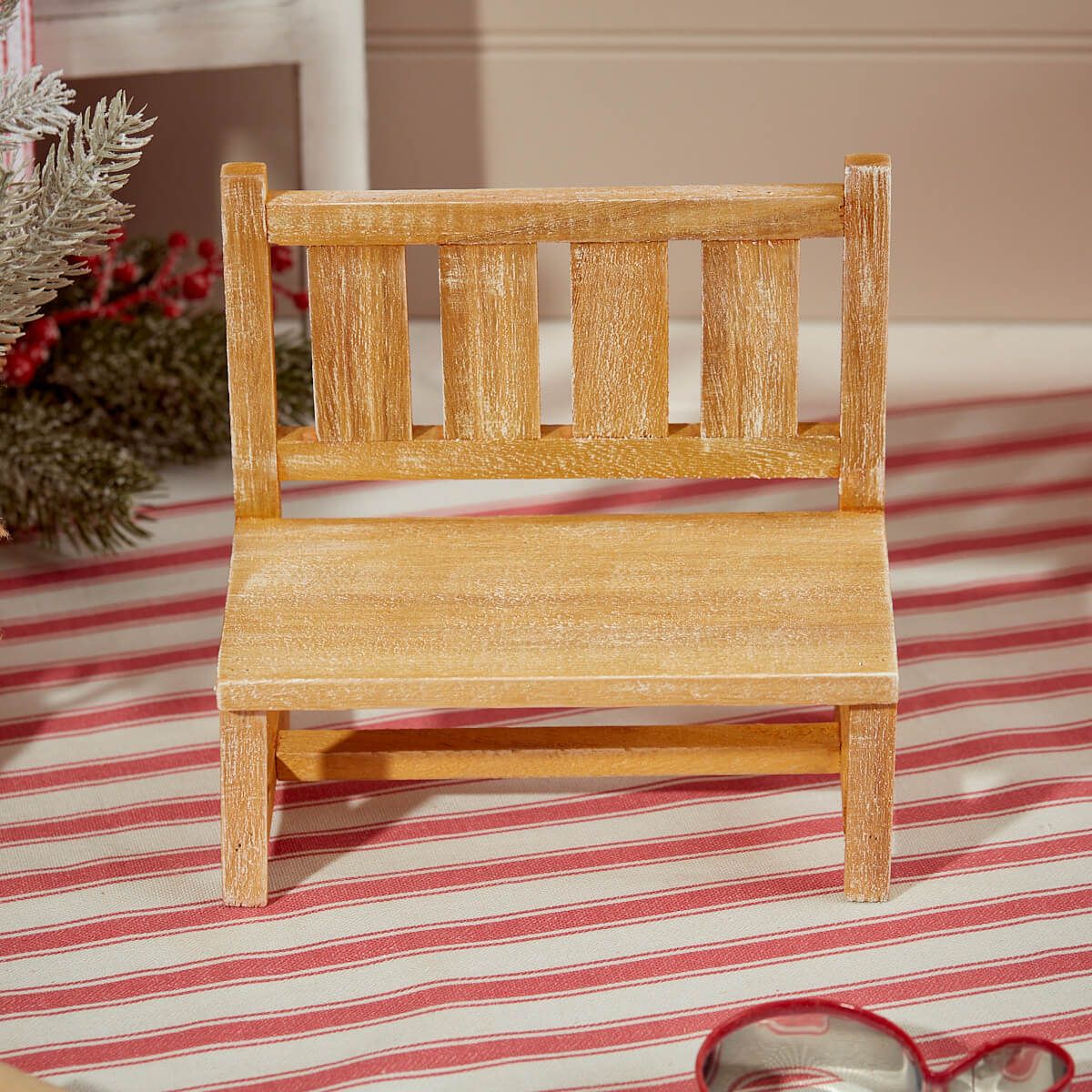 Small Decorative Wooden Bench Natural - 18cm