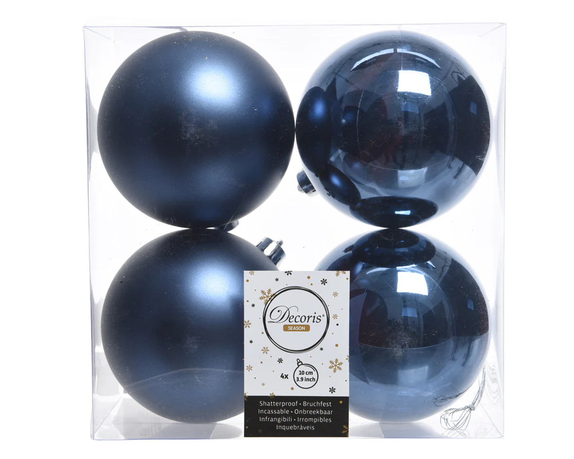 Night Blue Shatterproof Shiny Baubles - Box of 4