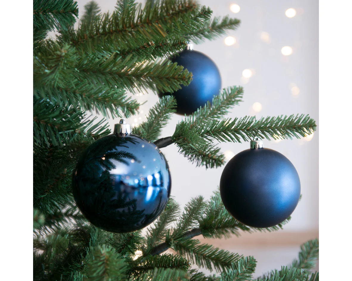 Night Blue Shatterproof Shiny Baubles - Box of 4 - Image 3