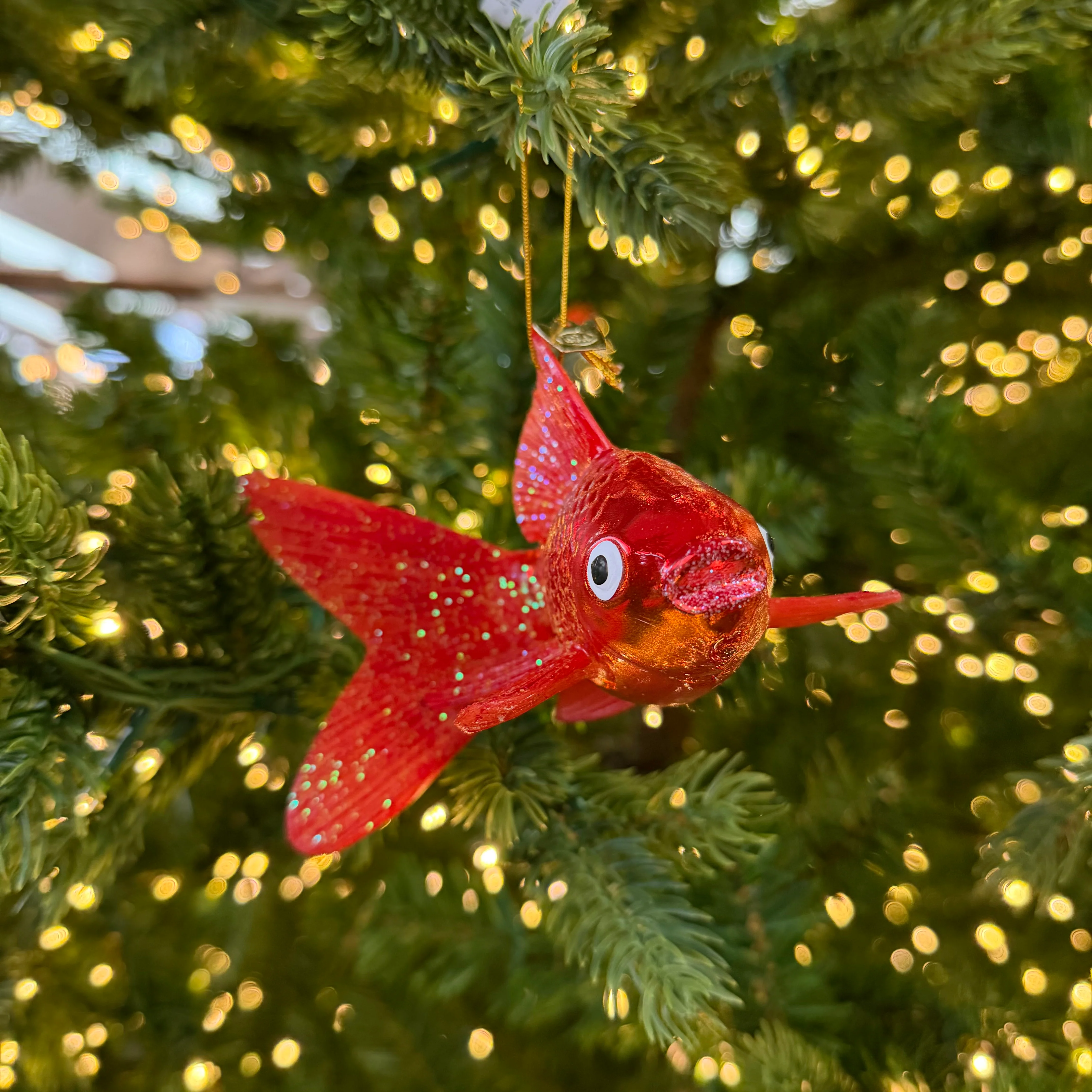 Noble Gems Glass Orange Goldfish Christmas Bauble - Image 2