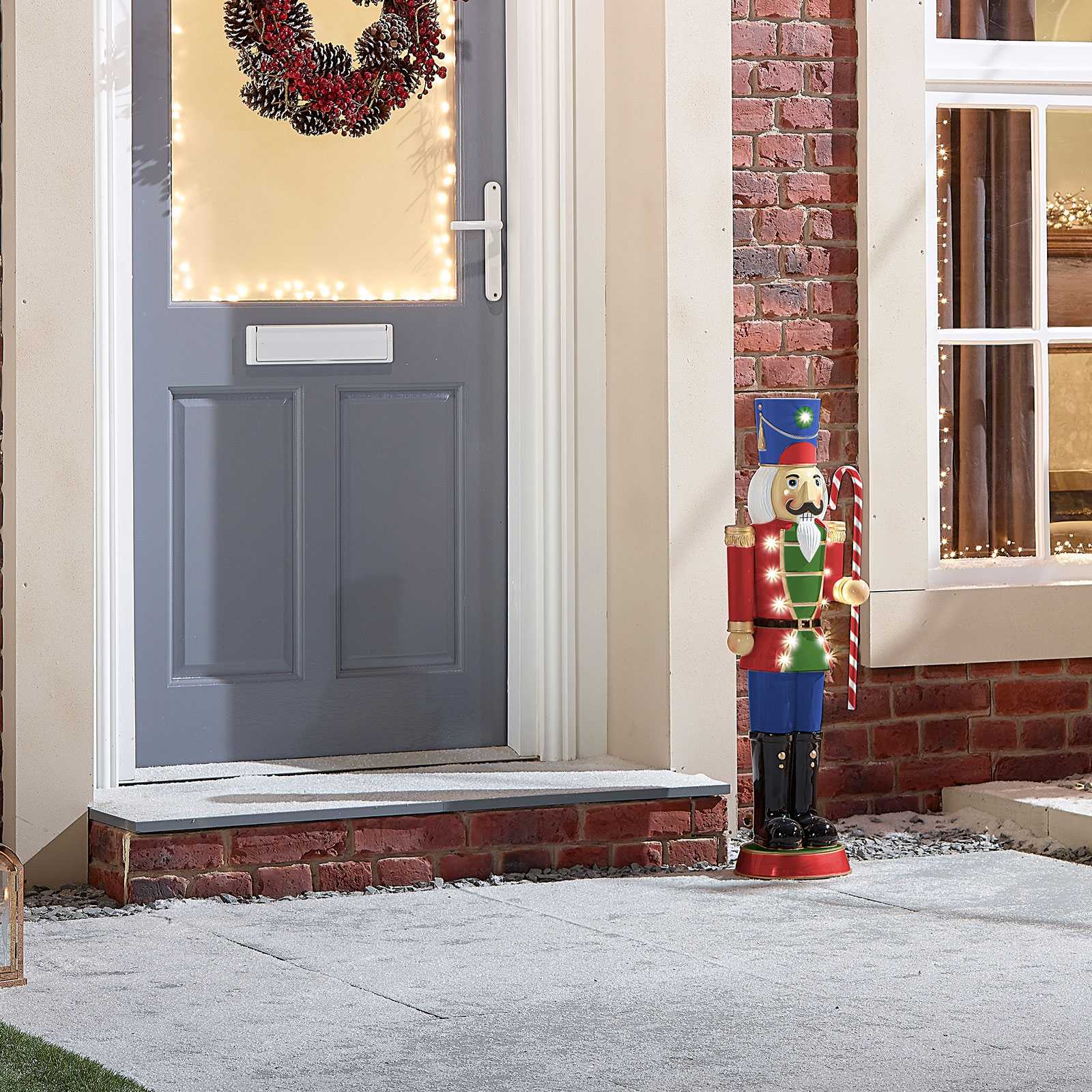 Noel the 3ft Red Giant Nutcracker with Candy Cane Light Up - Indoor or Outdoor Christmas Decoration - Image 3