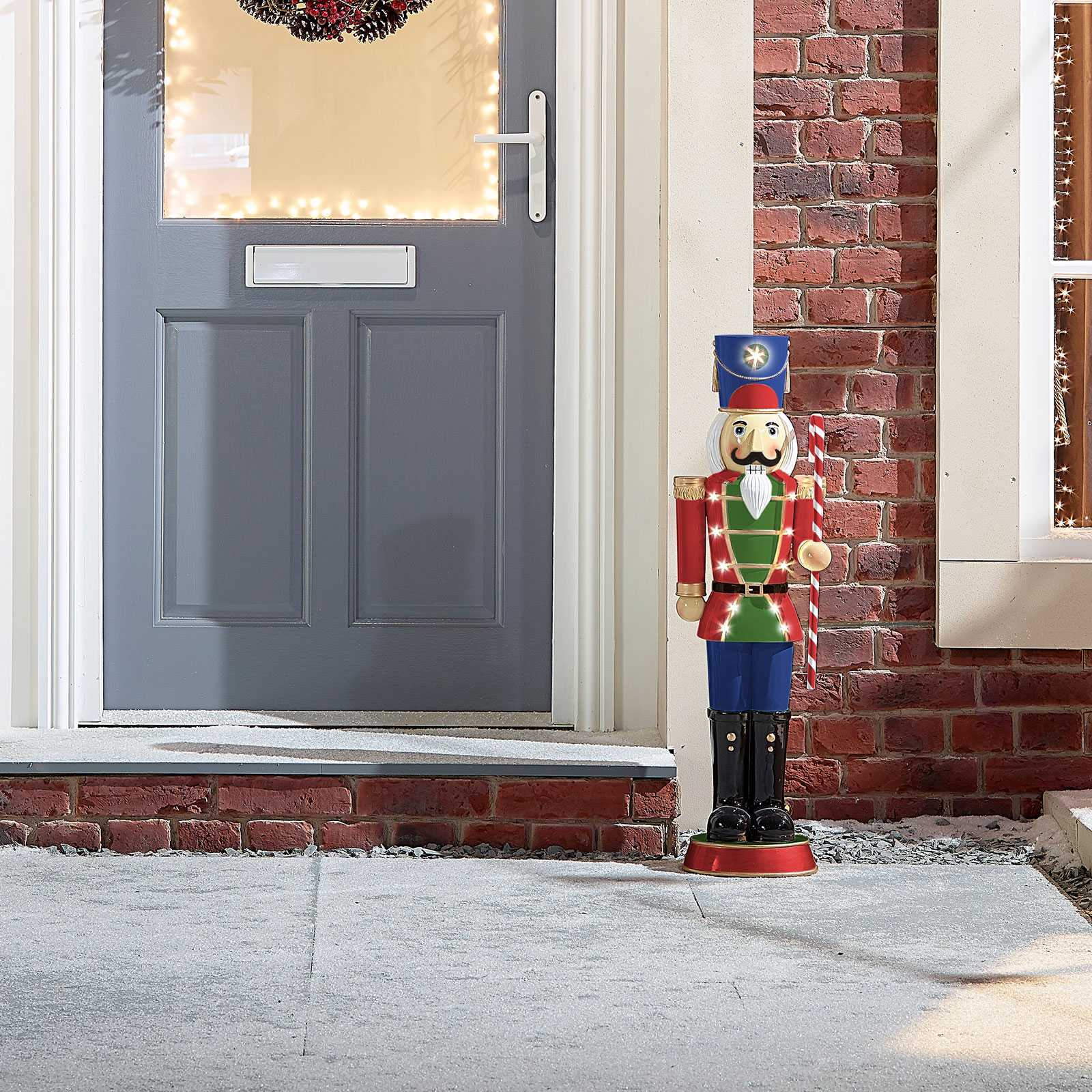 Noel the 3ft Red Giant Nutcracker with Candy Cane Light Up - Indoor or Outdoor Christmas Decoration - Image 4