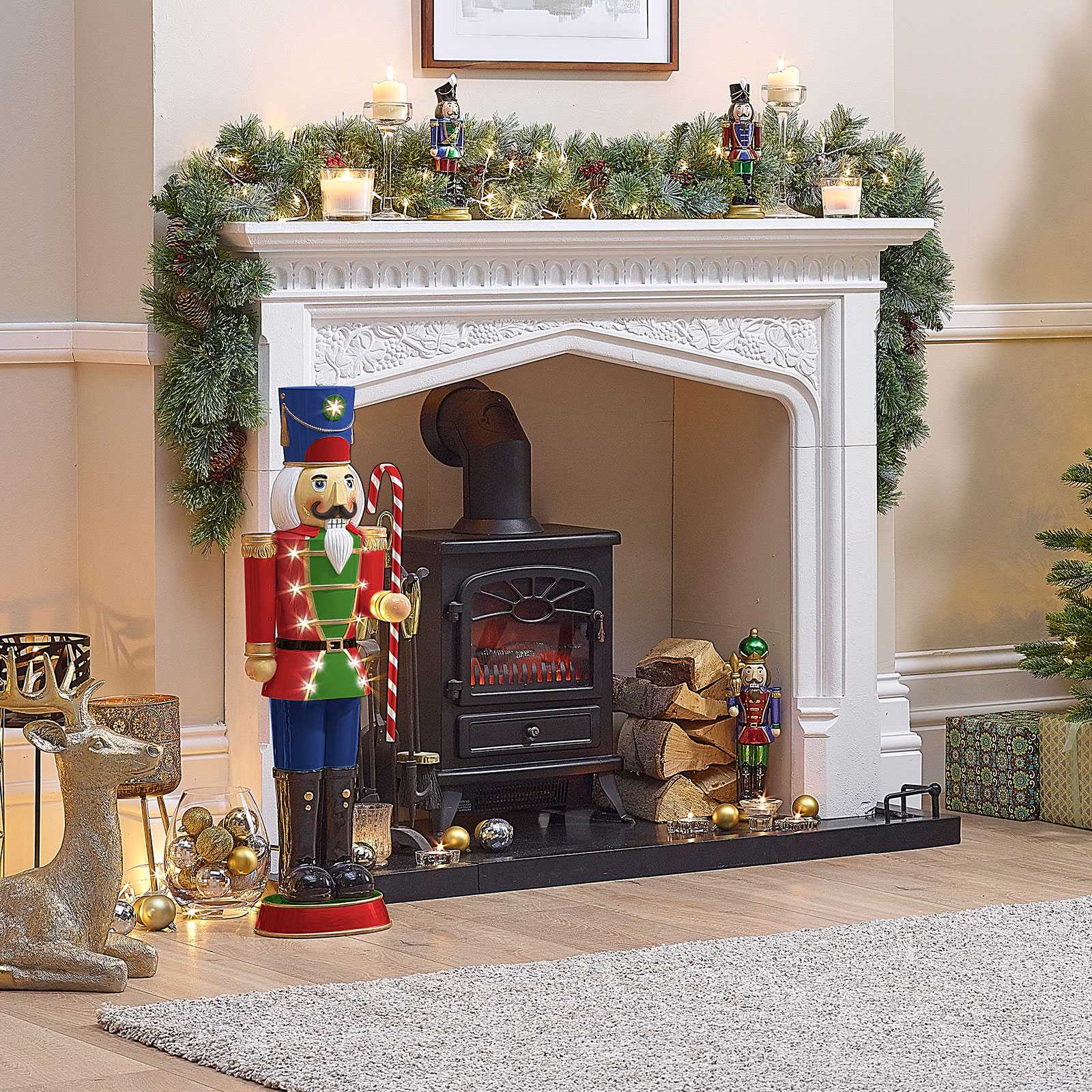 Noel the 3ft Red Giant Nutcracker with Candy Cane Light Up - Indoor or Outdoor Christmas Decoration - Image 5