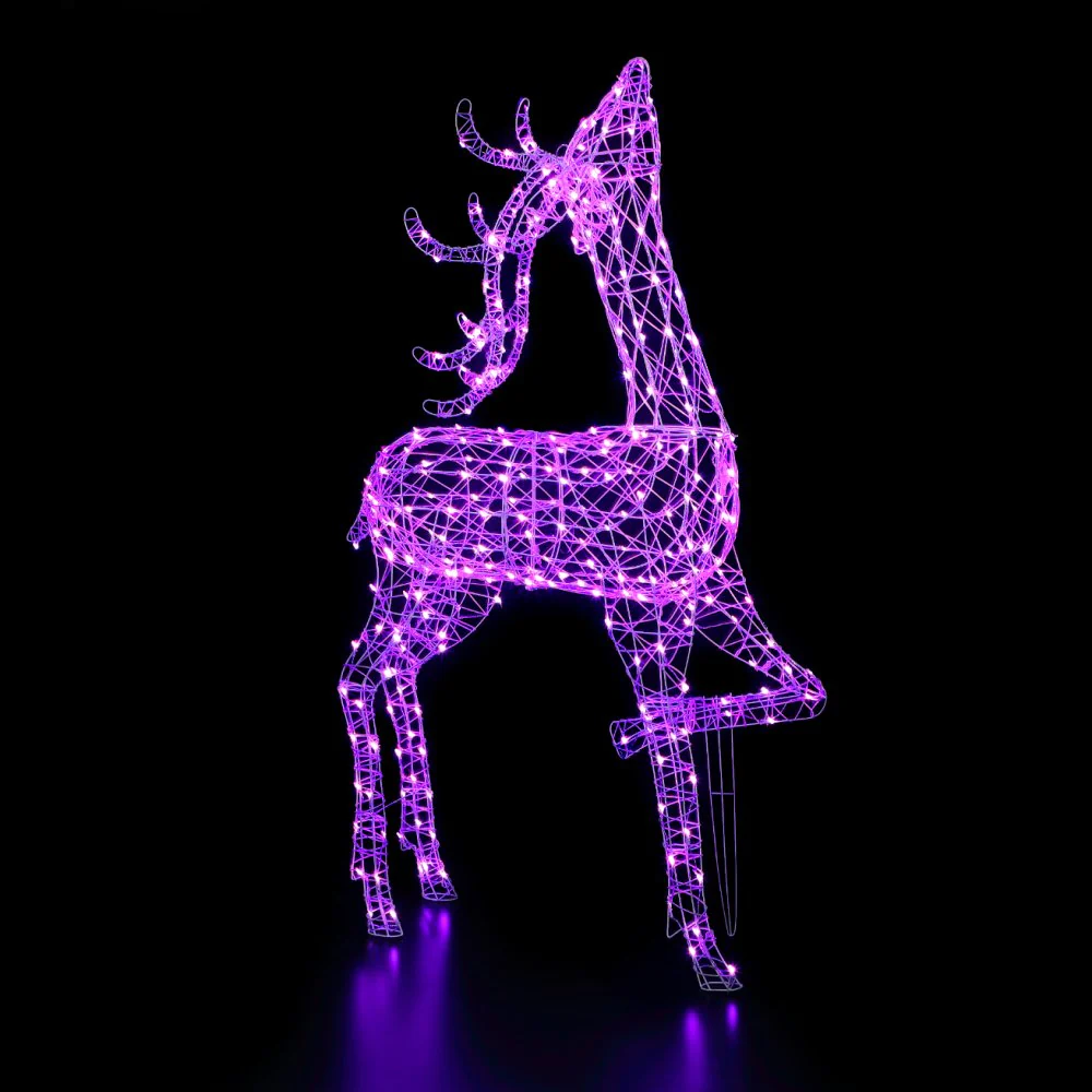 NOMA 2m Giant White Rattan Blenheim Stag Reindeer with 400 Colour Changeable LEDs & Remote Control - Image 3