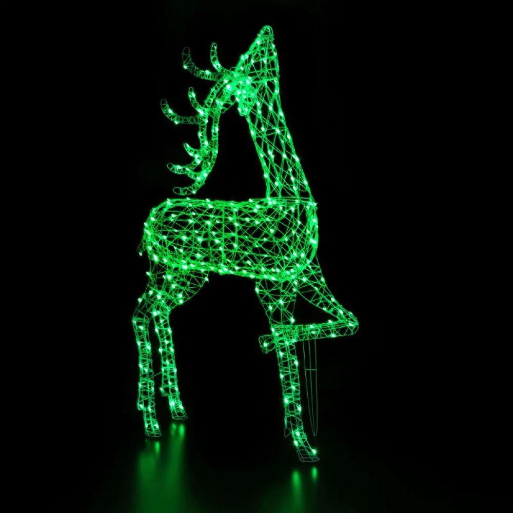 NOMA 2m Giant White Rattan Blenheim Stag Reindeer with 400 Colour Changeable LEDs & Remote Control - Image 4