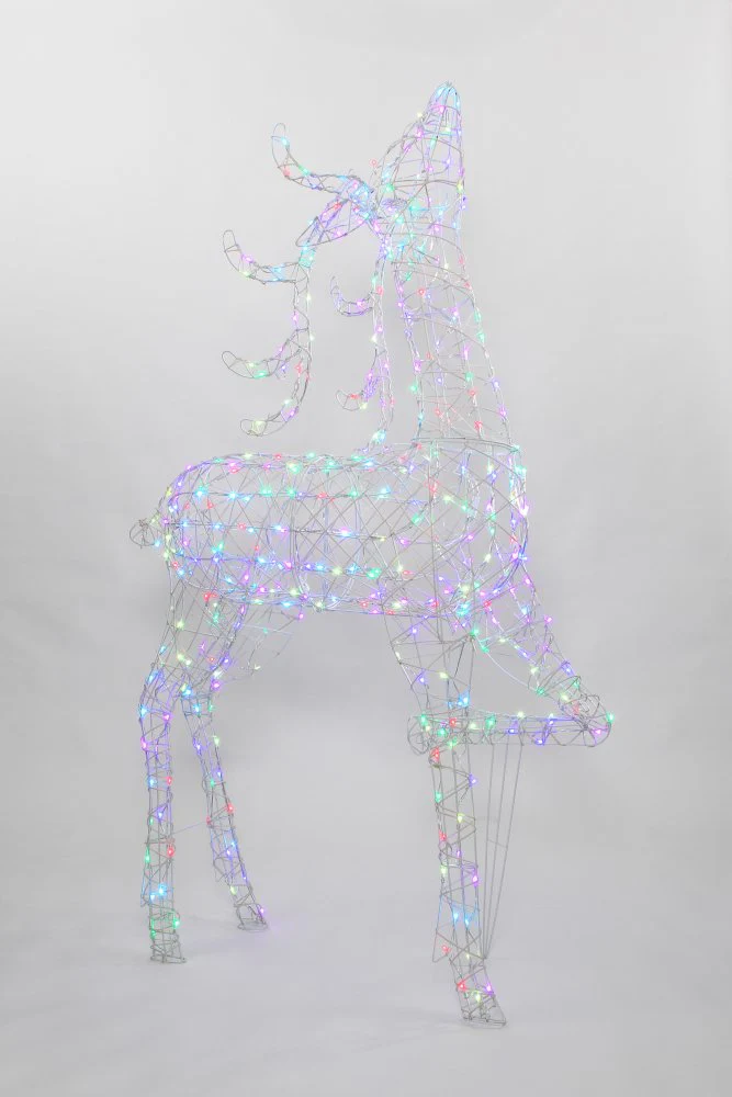 NOMA 2m Giant White Rattan Blenheim Stag Reindeer with 400 Colour Changeable LEDs & Remote Control - Image 5