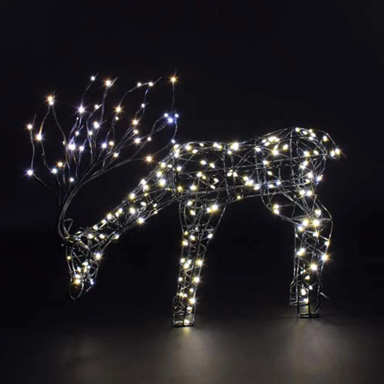 NOMA 40cm Grey Wire Tatton Grazing Stag with Branch Antlers & Duo Bulb Warm & Cool White Changeable Lights