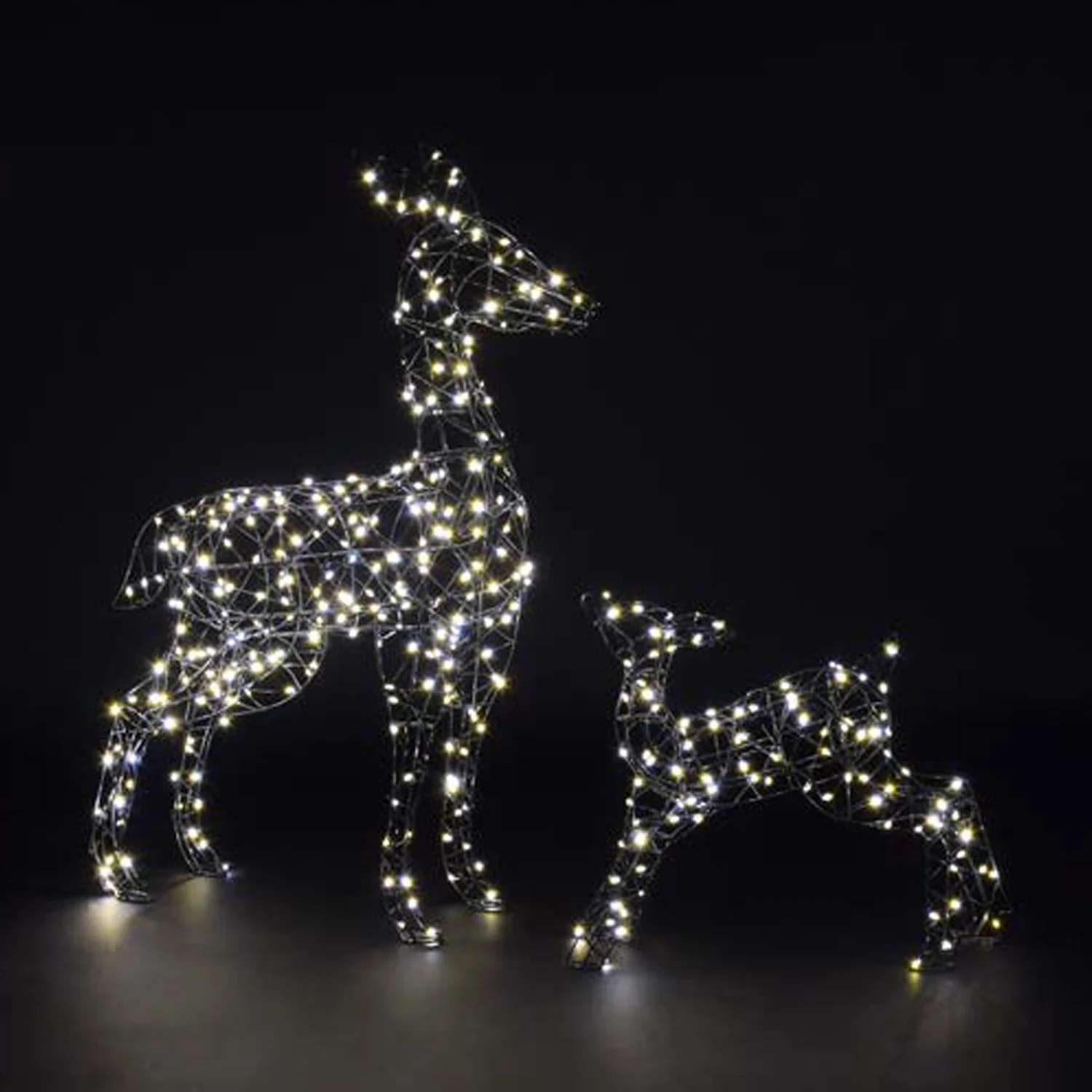NOMA 90cm Grey Wire Richmond Deer and Fawn with Duo Bulb Warm & Cool White Changeable Lights
